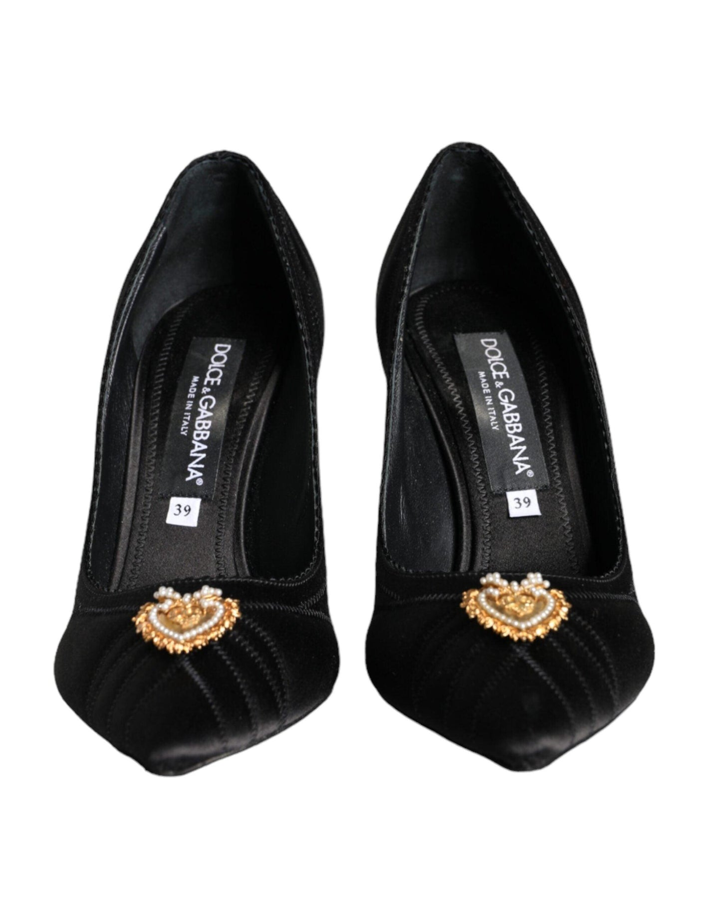 Dolce & Gabbana Black Heart DEVOTION Heels Pumps Shoes - Arichezz.store