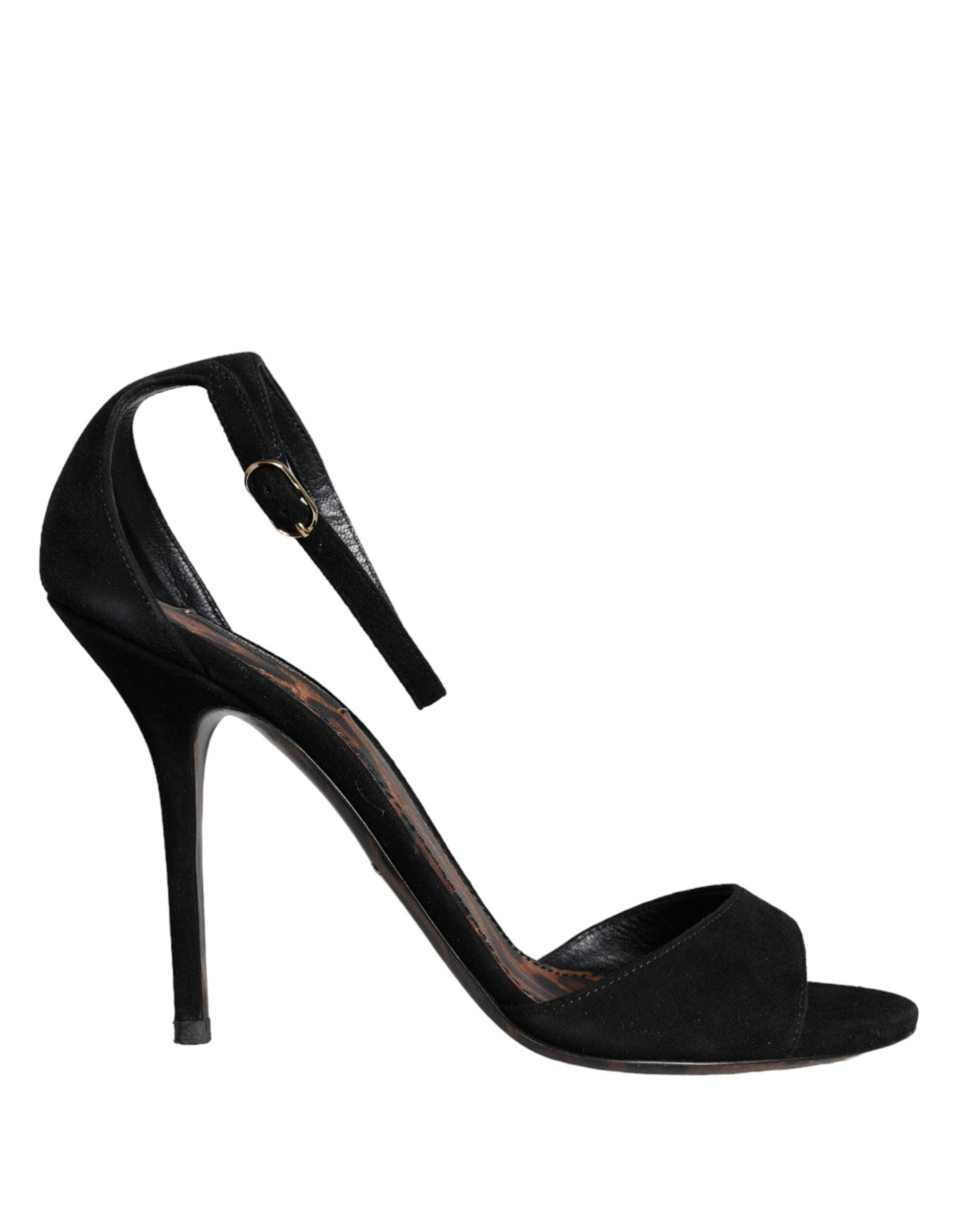 Dolce & Gabbana Black KEIRA Heels Ankle Strap Sandals Shoes - Arichezz.store