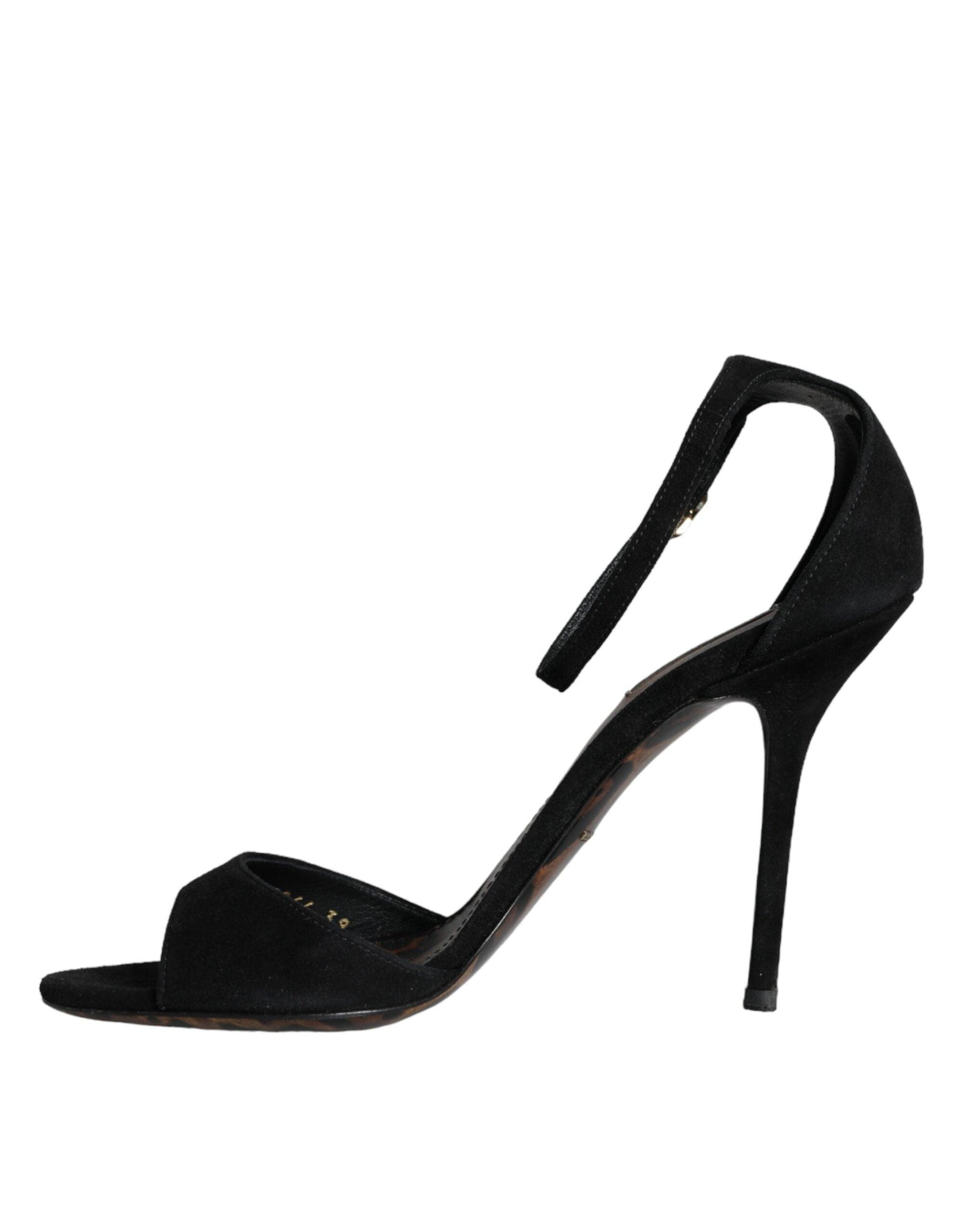 Dolce & Gabbana Black KEIRA Heels Ankle Strap Sandals Shoes - Arichezz.store