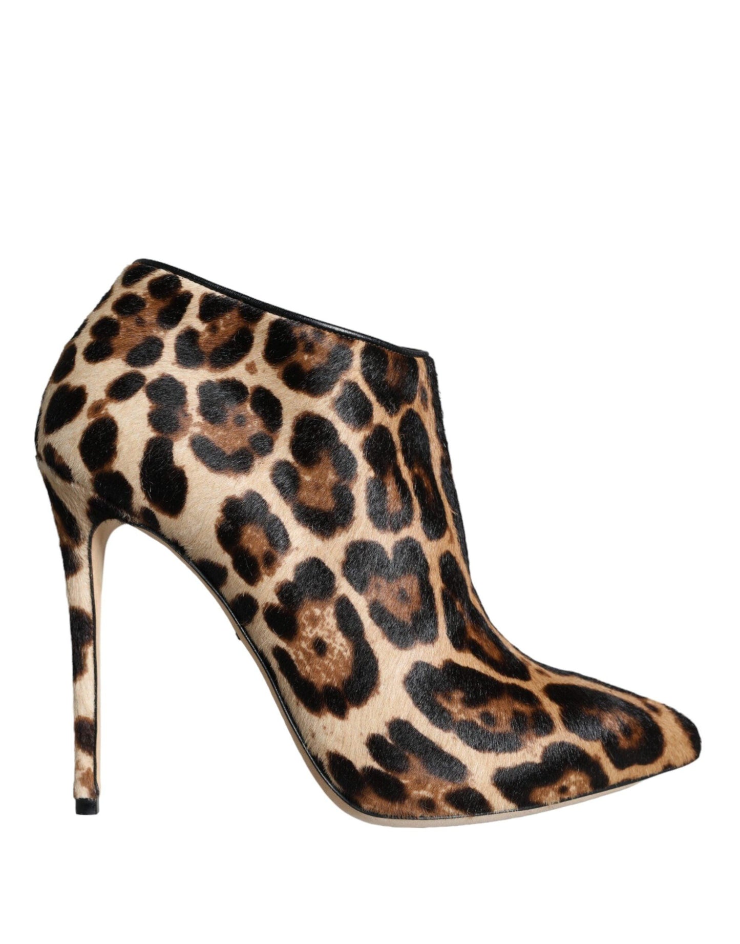 Dolce & Gabbana Brown Leopard Calf Fur Heels Ankle Boots Shoes - Arichezz.store