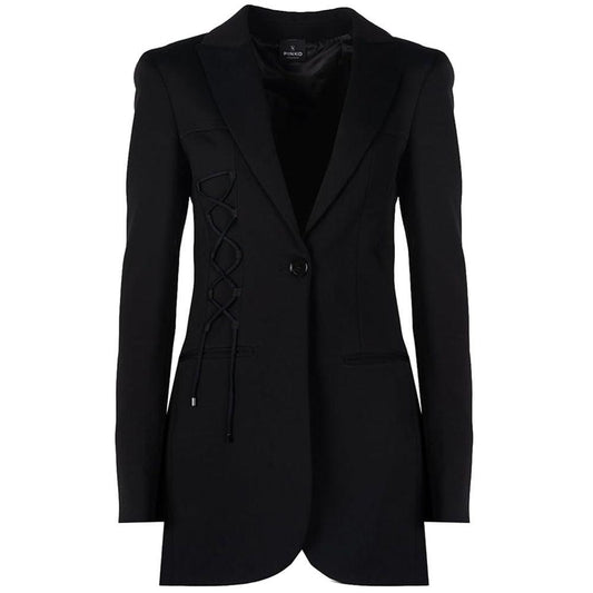 PINKO Women's Black Viscose Blazer with Ribbon Detail - Arichezz.store