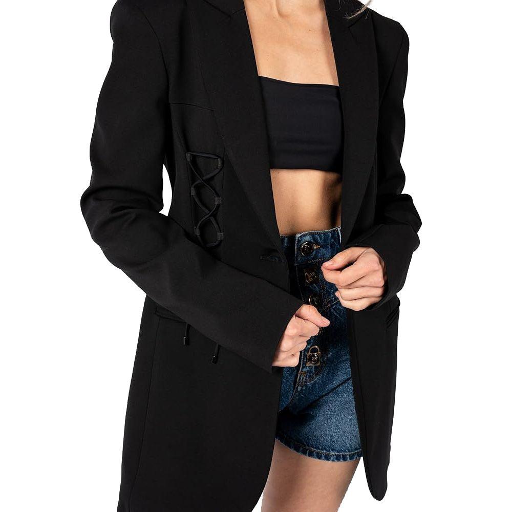 PINKO Women's Black Viscose Blazer with Ribbon Detail - Arichezz.store