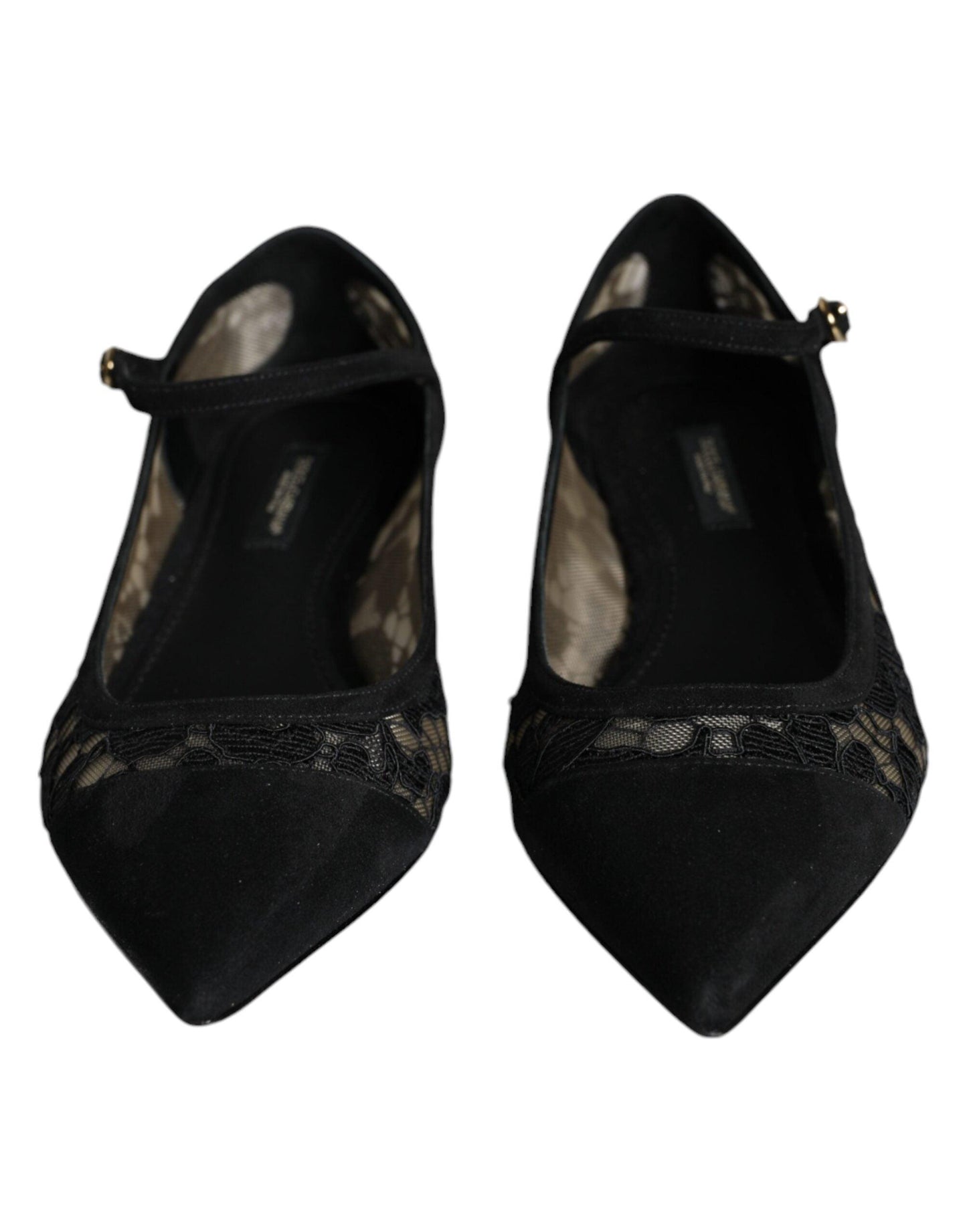 Dolce & Gabbana Black Taormina Lace Bellucci Flats Shoes - Arichezz.store