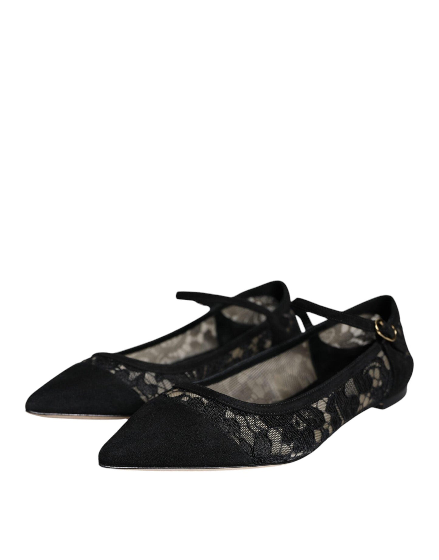 Dolce & Gabbana Black Taormina Lace Bellucci Flats Shoes - Arichezz.store