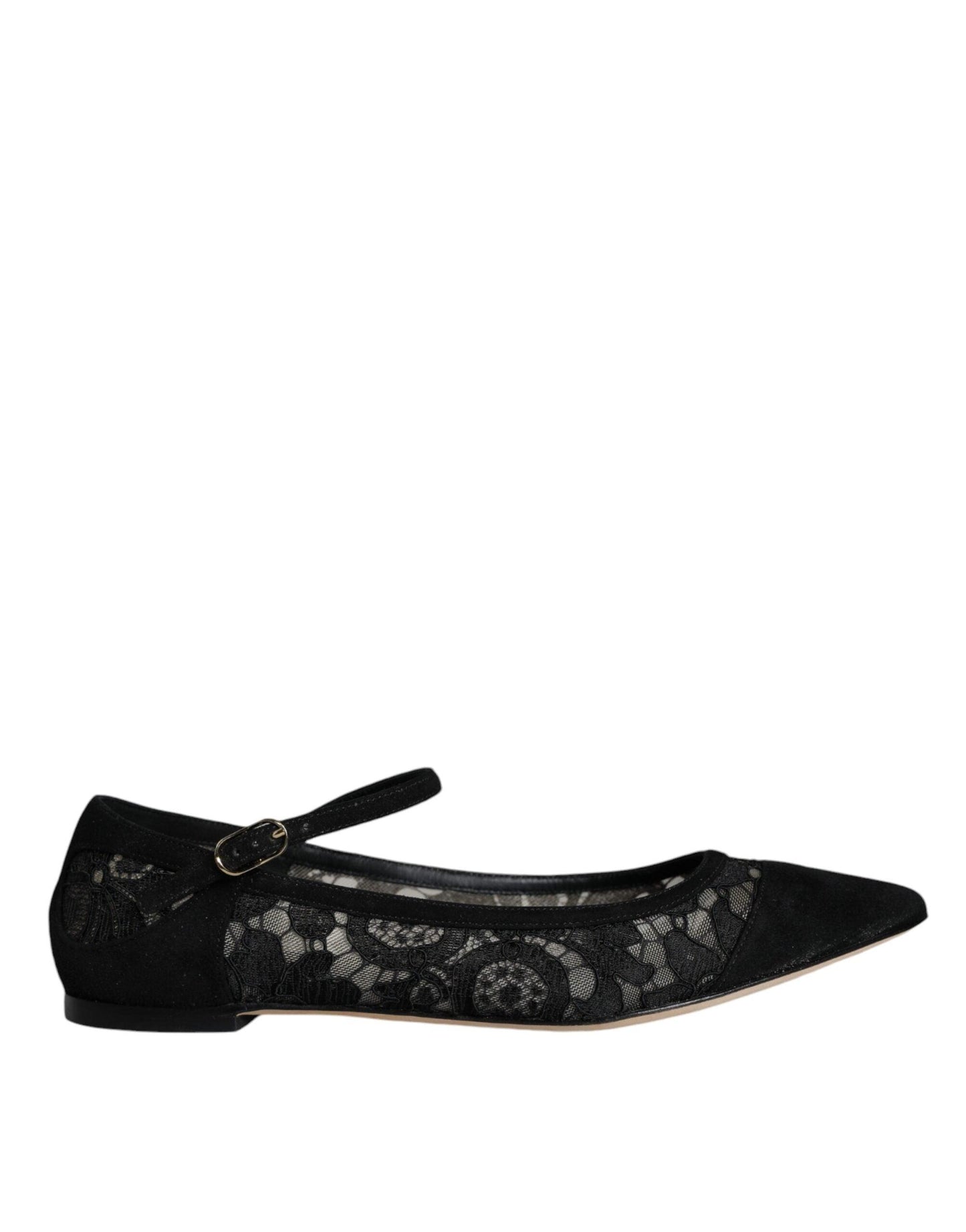 Dolce & Gabbana Black Taormina Lace Bellucci Flats Shoes - Arichezz.store