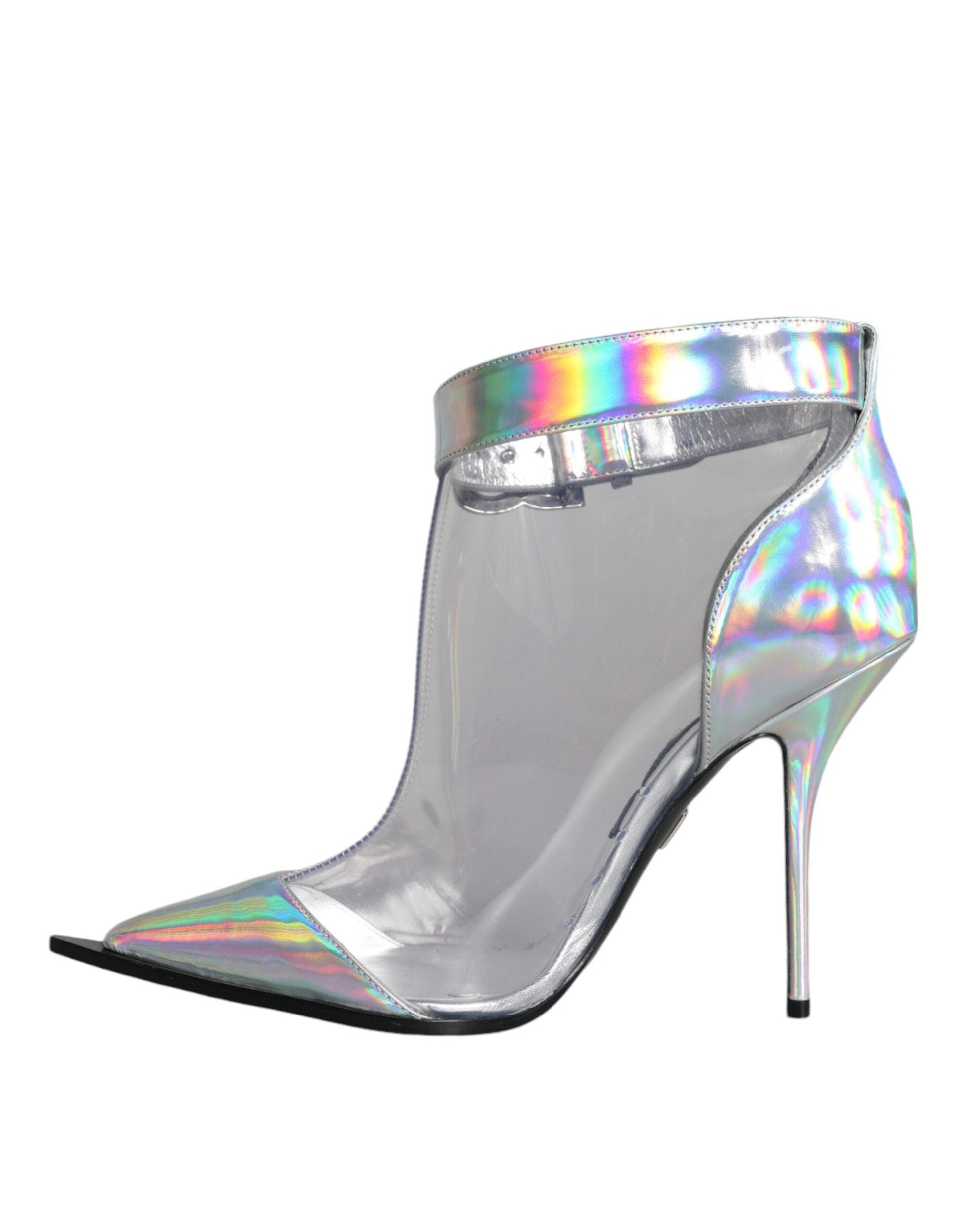 Dolce & Gabbana Silver Iridescent PVC Pointed Short Boots Shoes - Arichezz.store