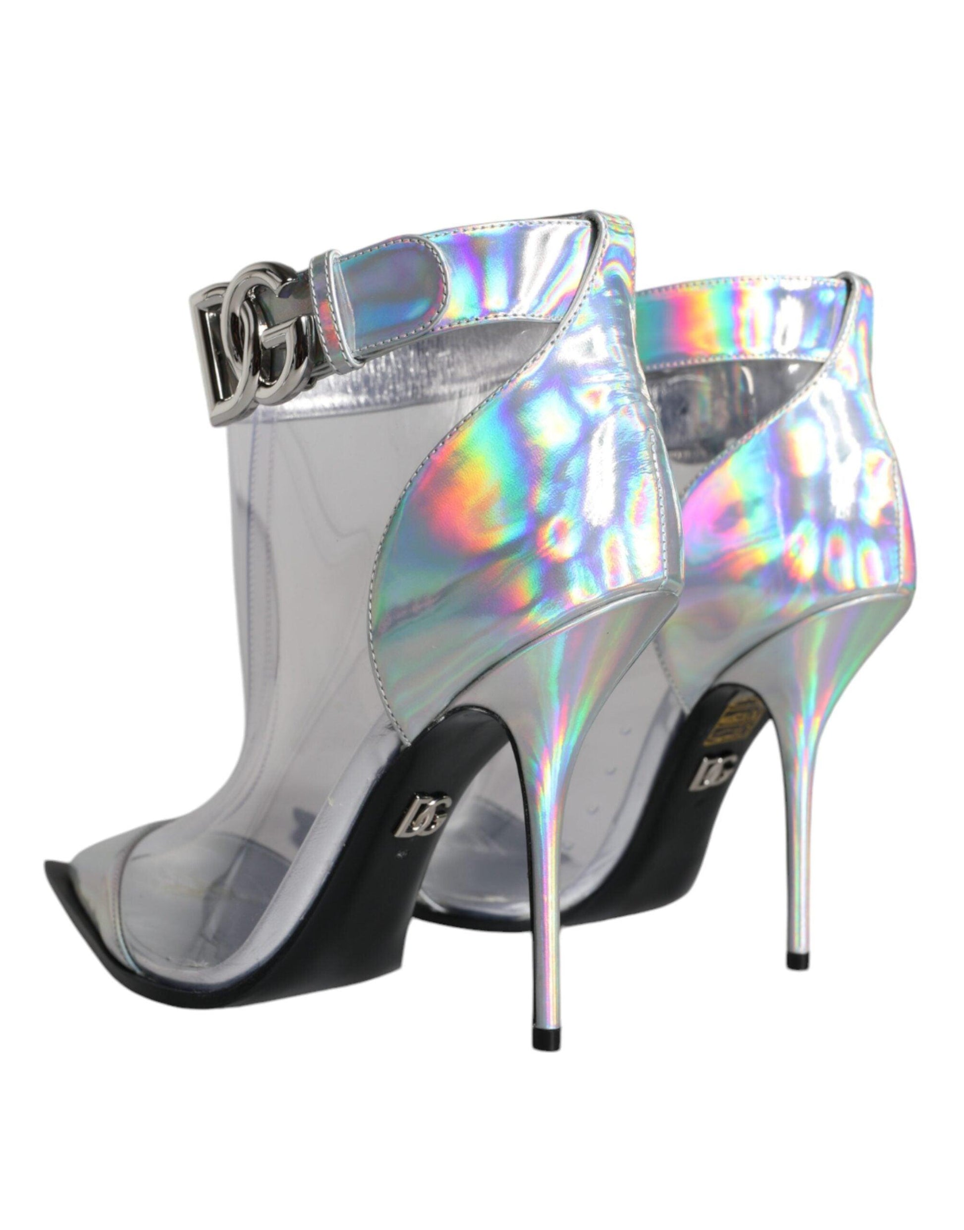 Dolce & Gabbana Silver Iridescent PVC Pointed Short Boots Shoes - Arichezz.store