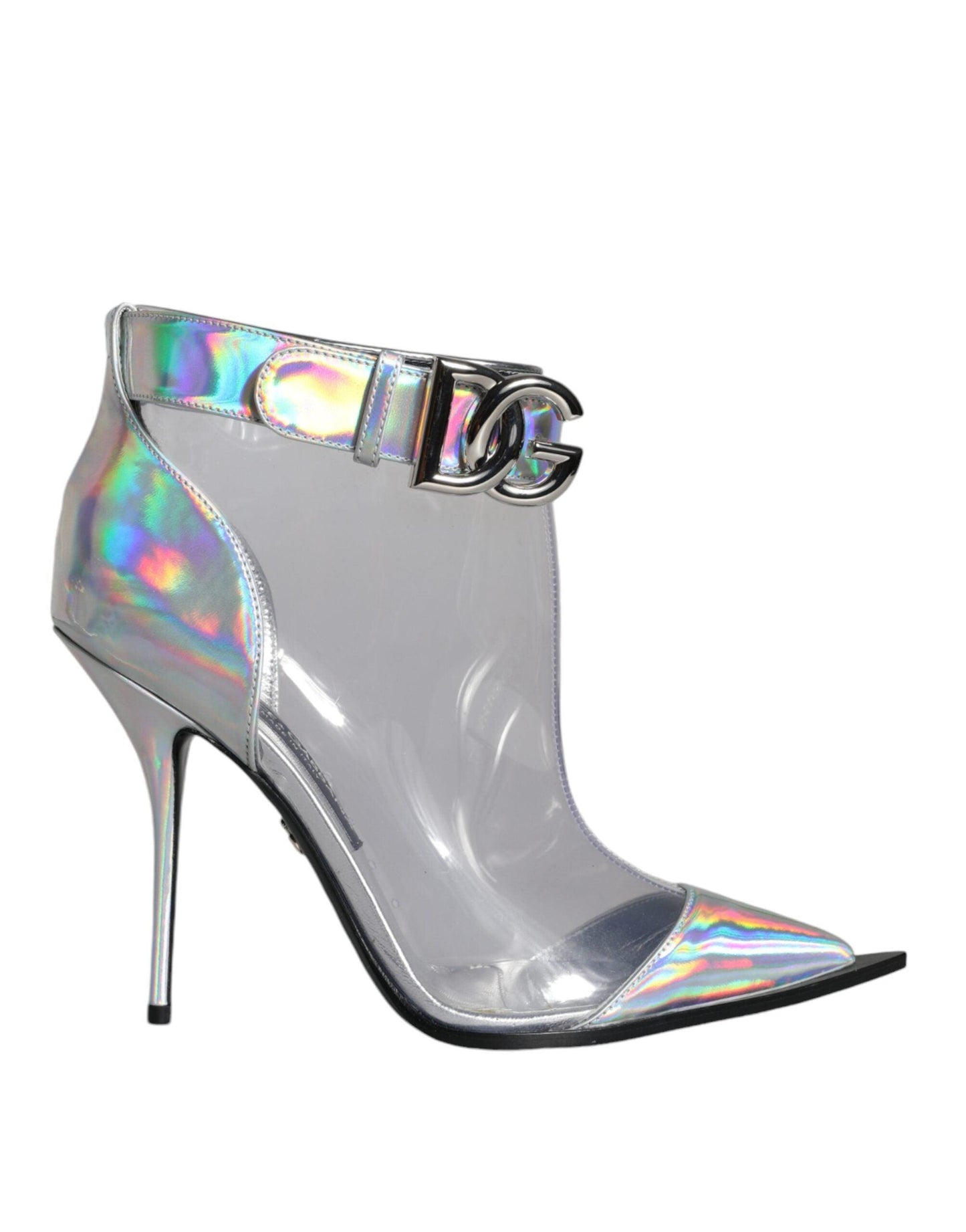 Dolce & Gabbana Silver Iridescent PVC Pointed Short Boots Shoes - Arichezz.store