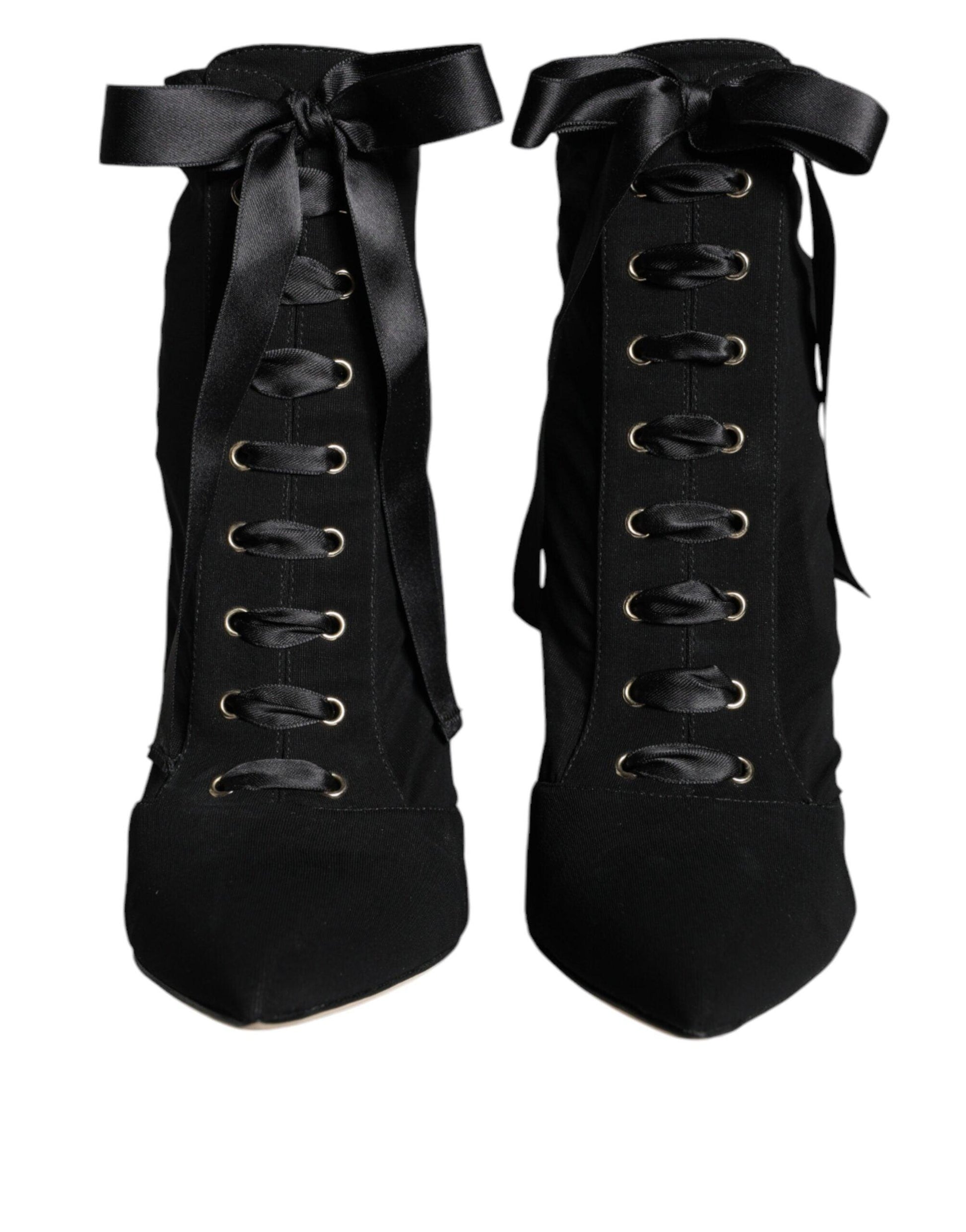 Dolce & Gabbana Black Jersey Stretch Ankle Booties Shoes - Arichezz.store