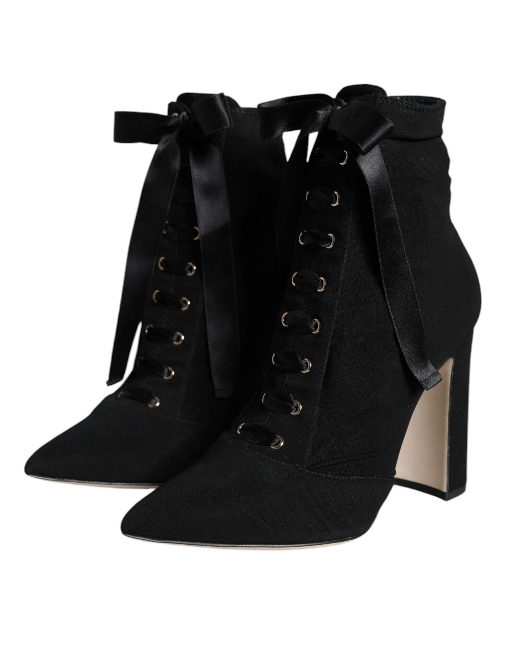 Dolce & Gabbana Black Jersey Stretch Ankle Booties Shoes - Arichezz.store