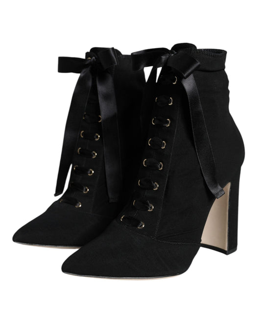 Dolce & Gabbana Black Jersey Stretch Ankle Booties Shoes - Arichezz.store