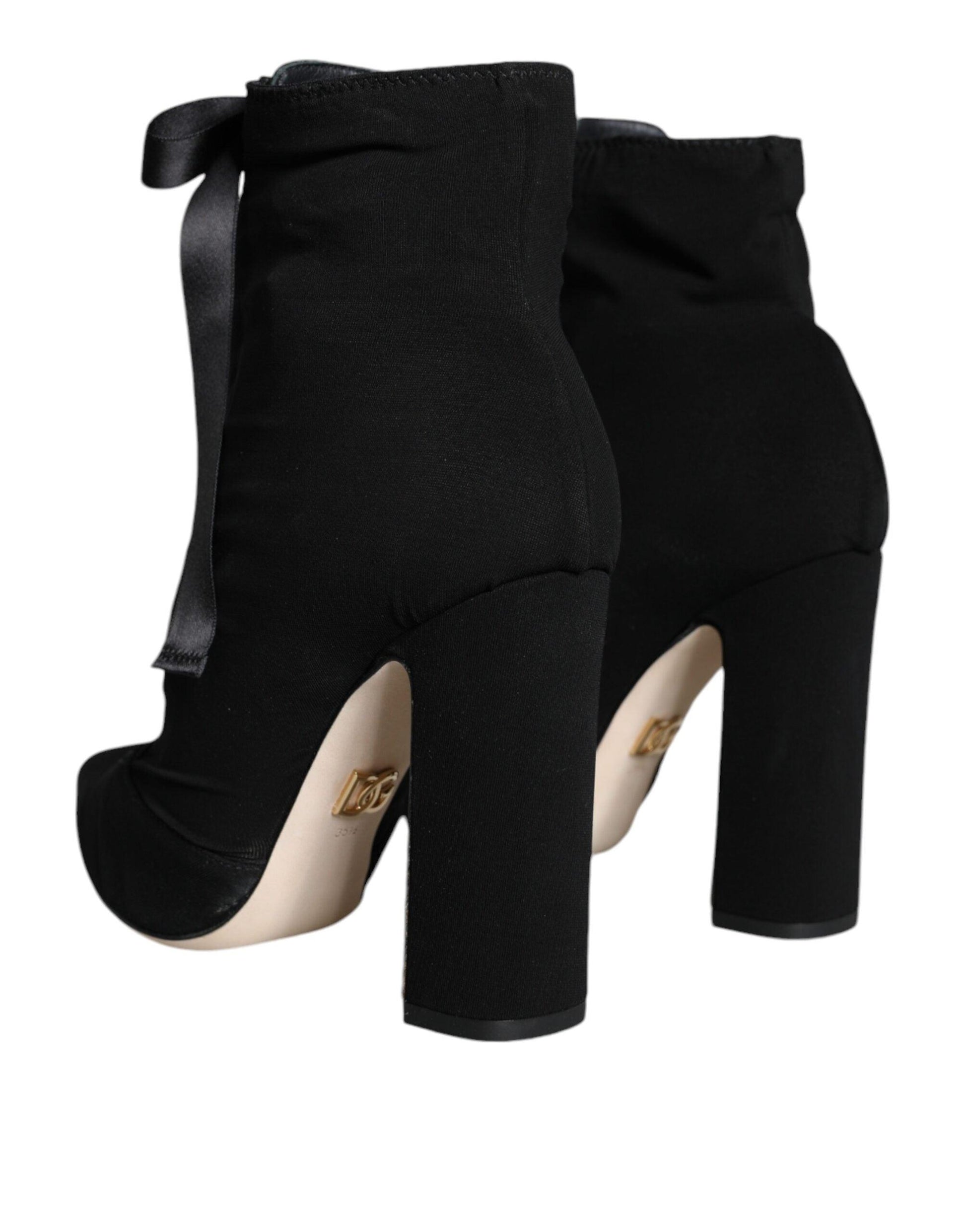 Dolce & Gabbana Black Jersey Stretch Ankle Booties Shoes - Arichezz.store