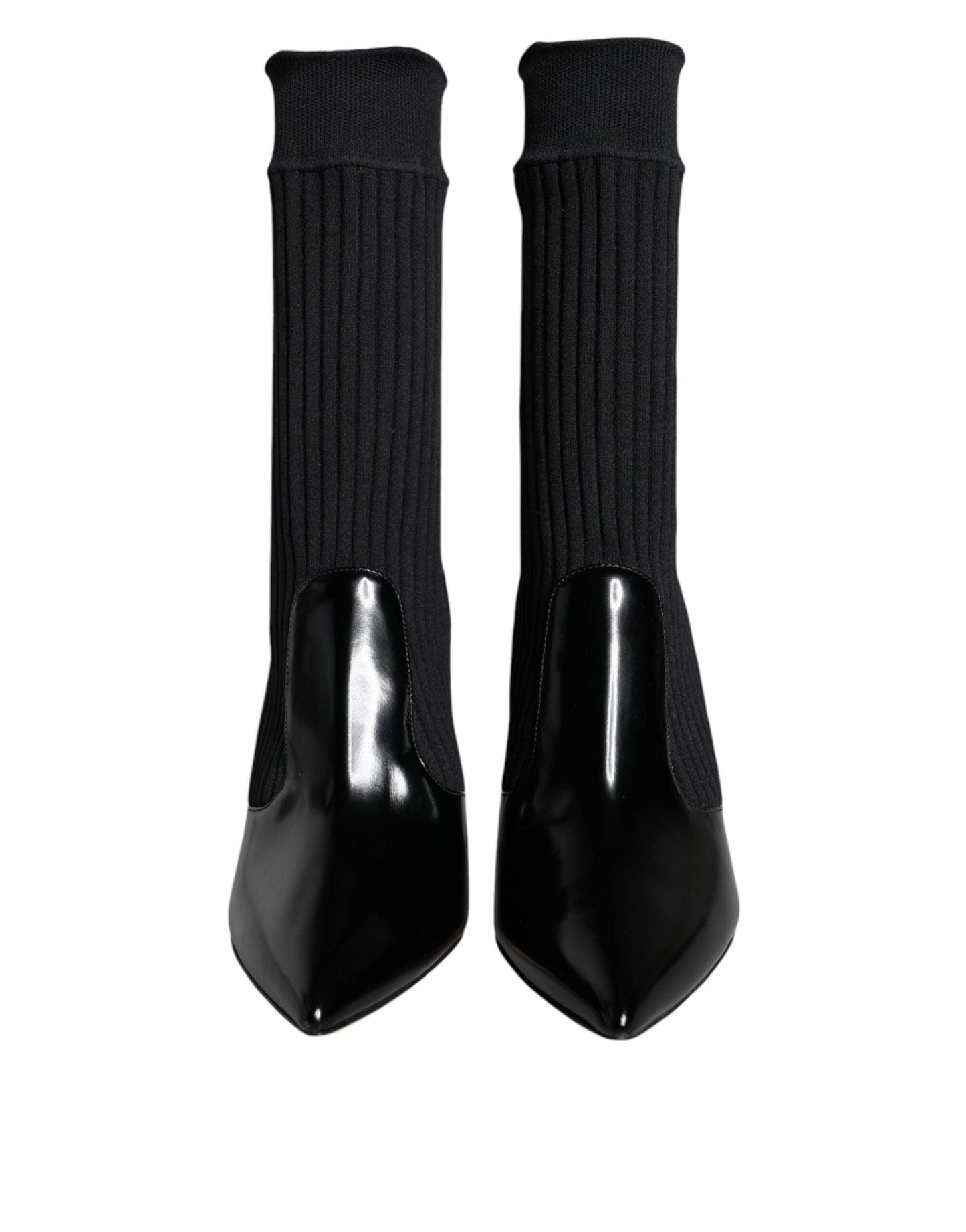 Dolce & Gabbana Black Stretch Stilettos Booties Socks Shoes - Arichezz.store