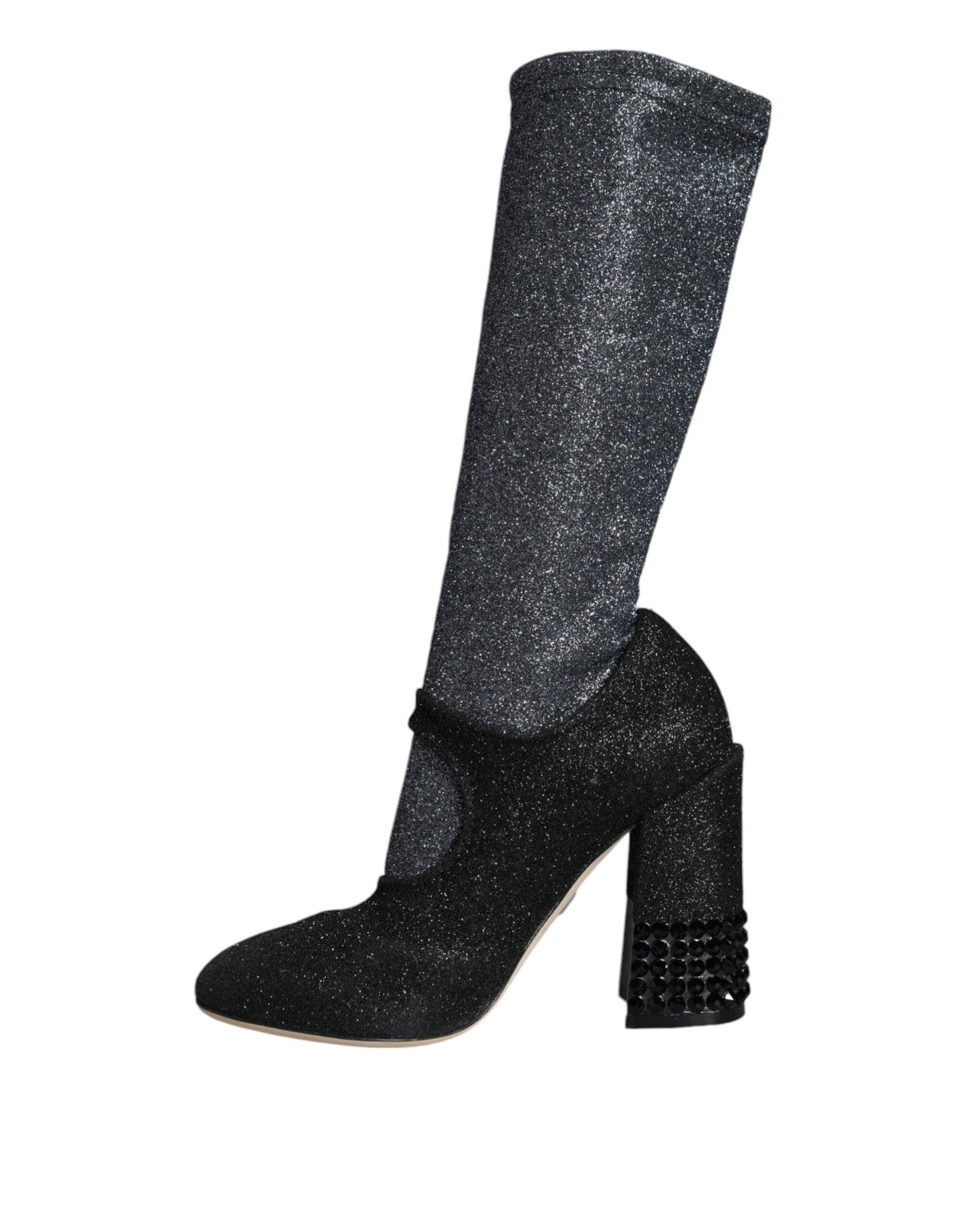 Dolce & Gabbana Black Crystal Mary Janes Booties Shoes - Arichezz.store