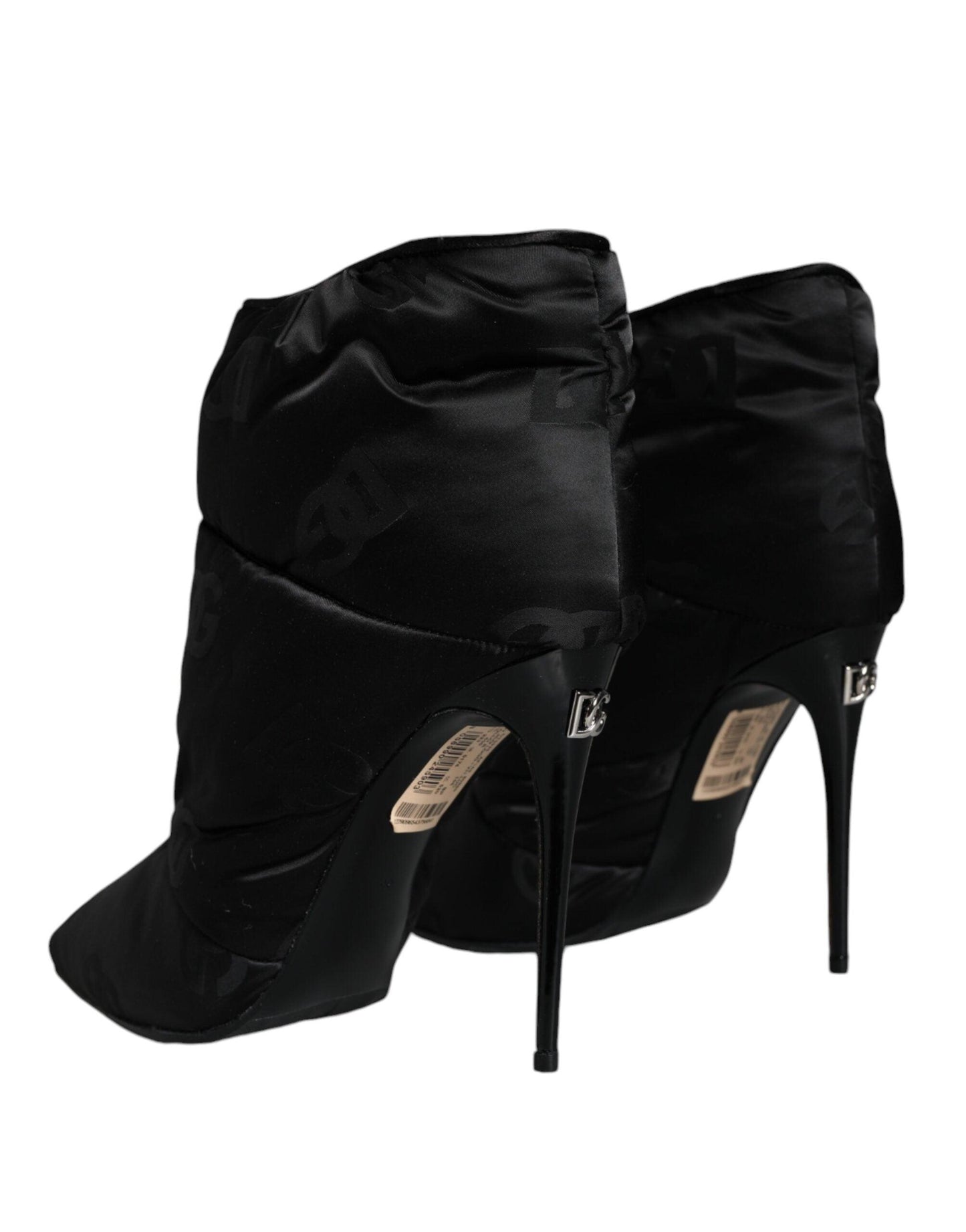 Dolce & Gabbana Black DG Logo Padded Heels Ankle Boots Shoes - Arichezz.store