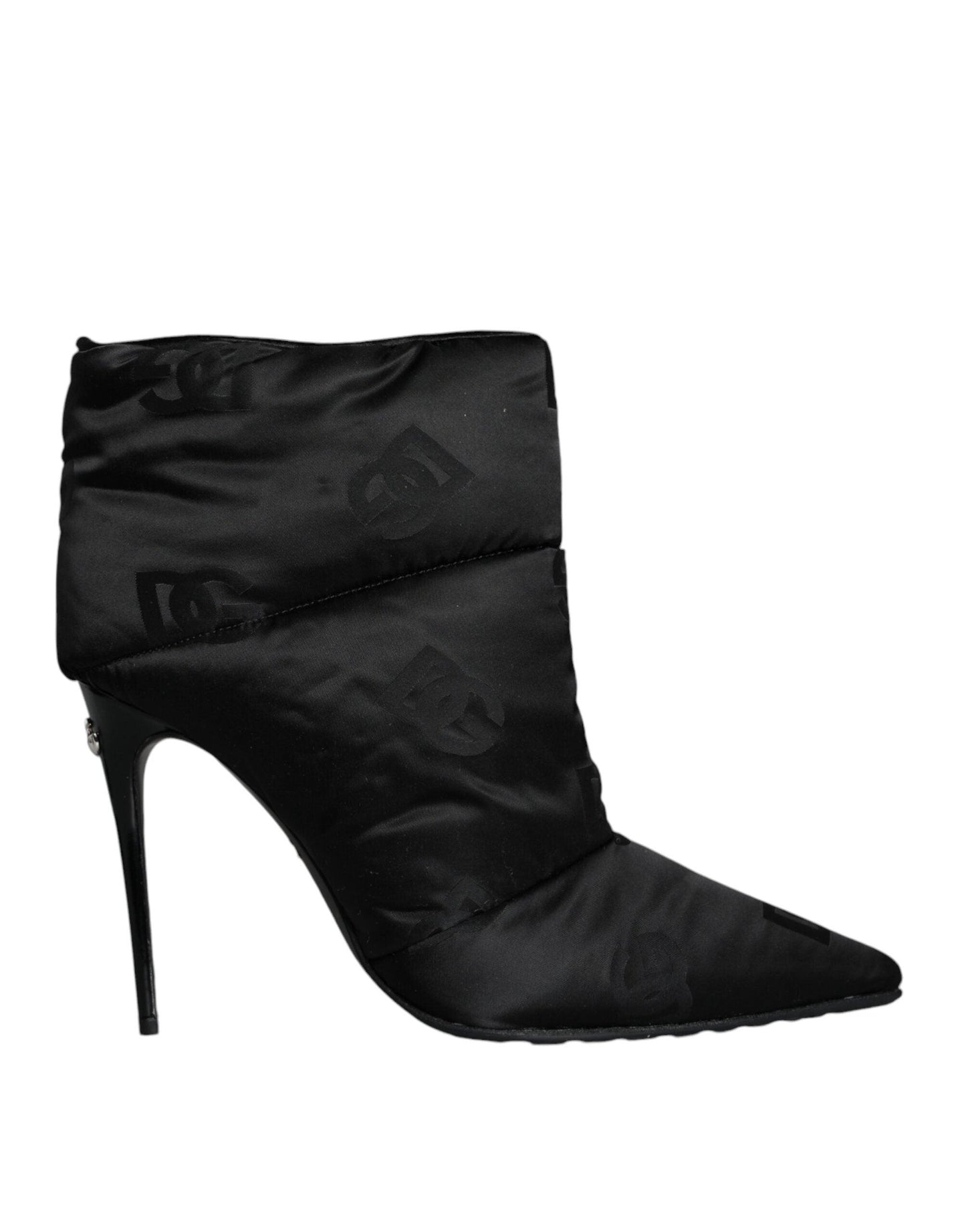 Dolce & Gabbana Black DG Logo Padded Heels Ankle Boots Shoes - Arichezz.store