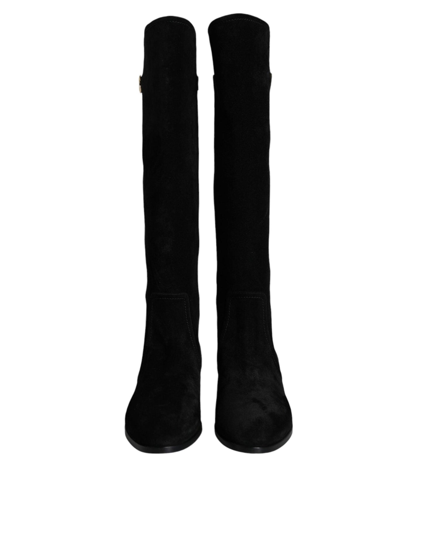 Dolce & Gabbana Black Suede Leather Knee High Boots Shoes - Arichezz.store