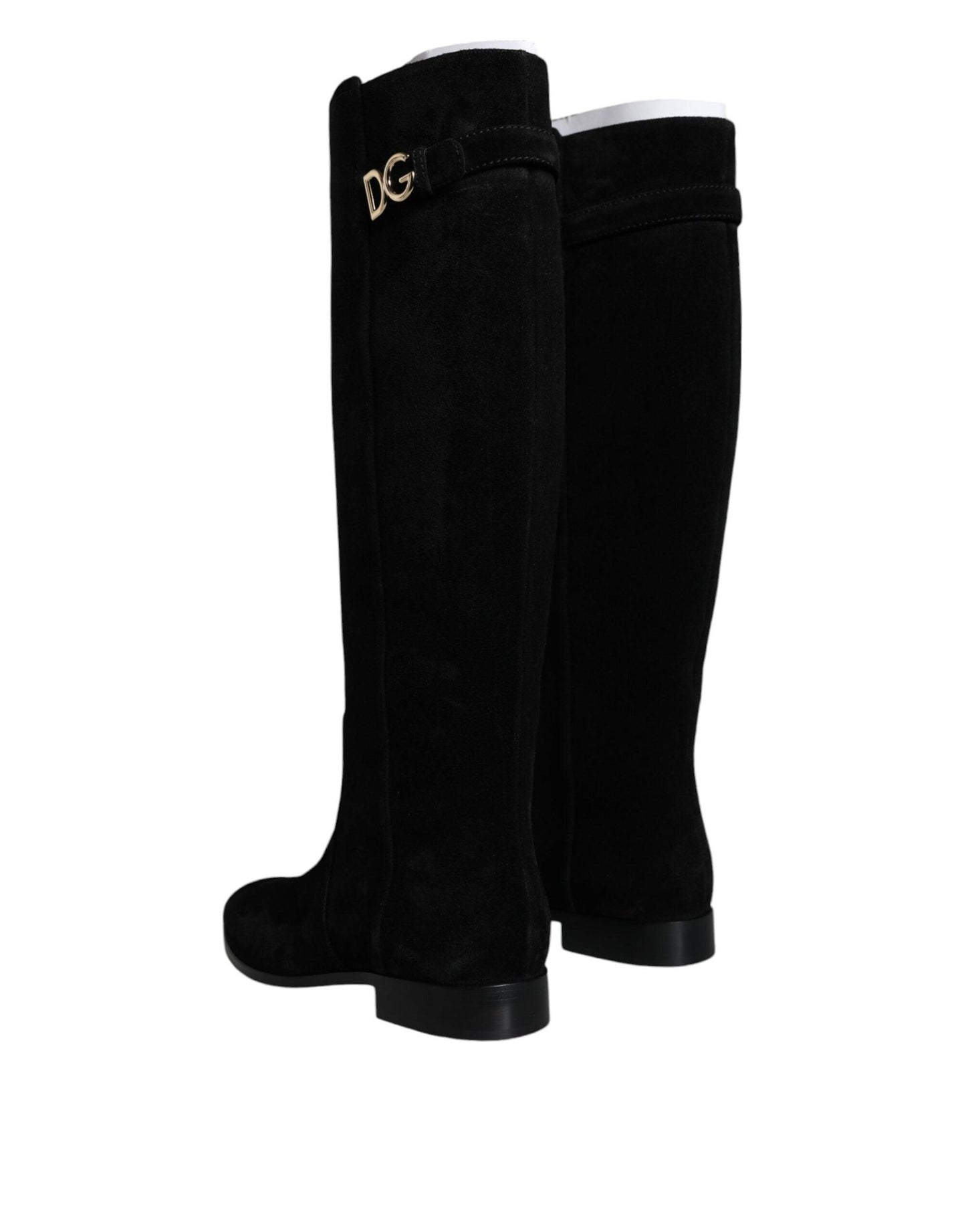 Dolce & Gabbana Black Suede Leather Knee High Boots Shoes - Arichezz.store