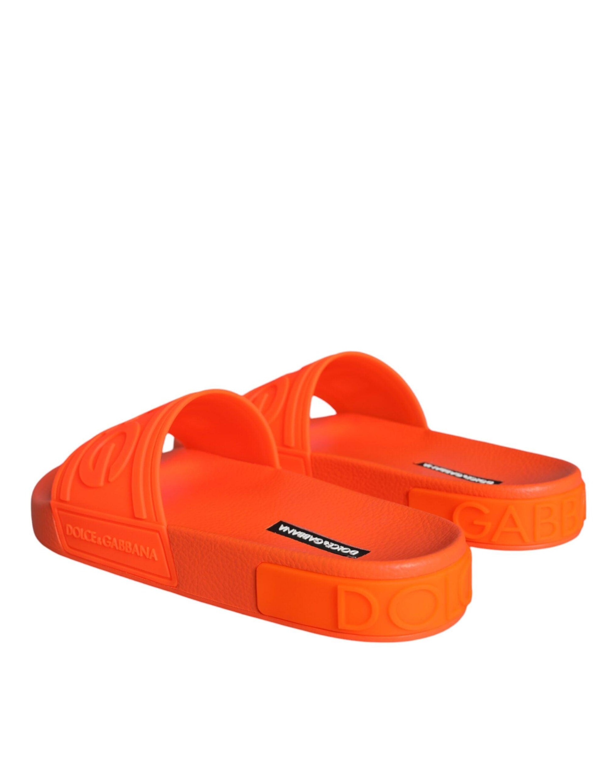 Dolce & Gabbana Orange Rubber Slides Sandals Beachwear Shoes - Arichezz.store