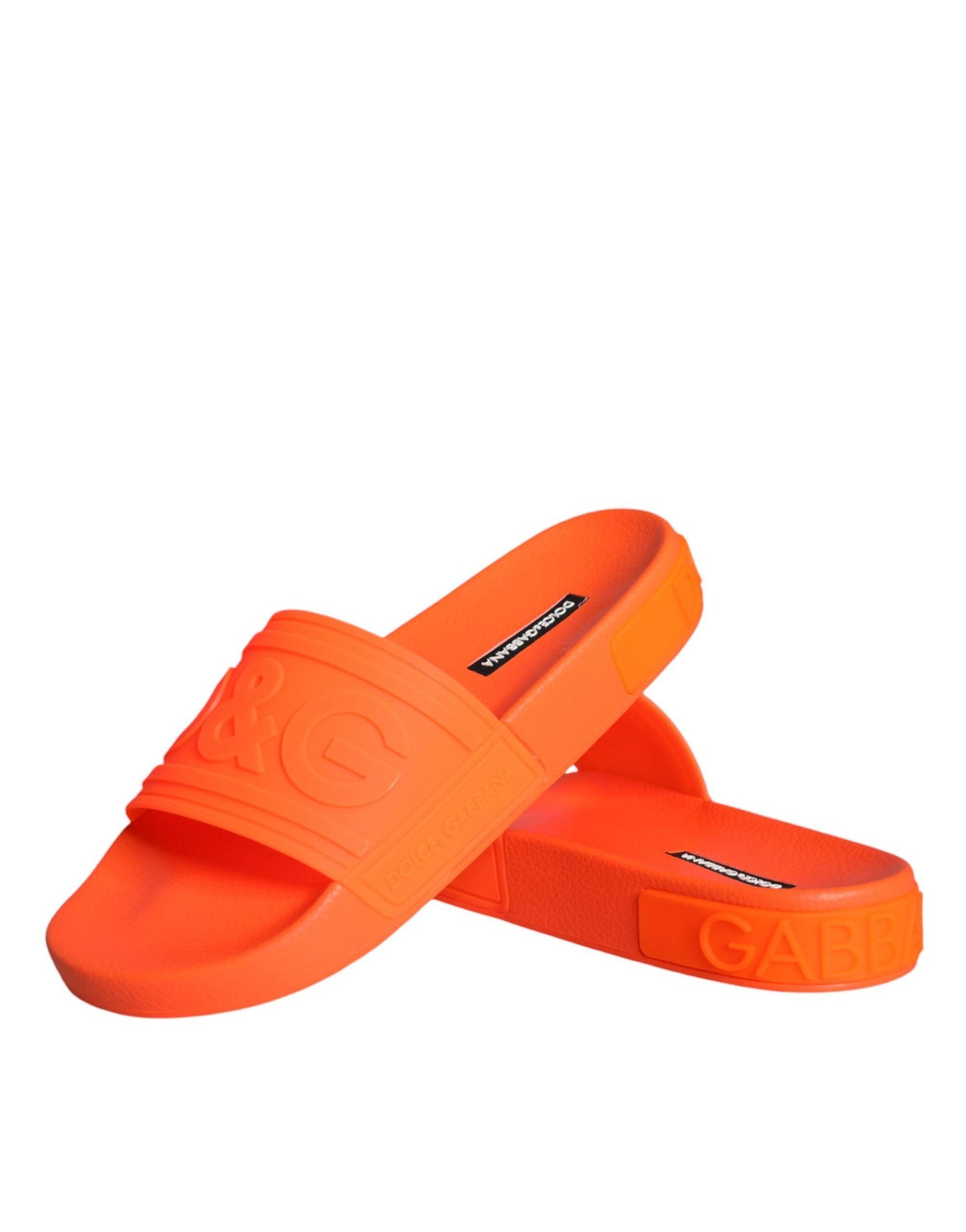 Dolce & Gabbana Orange Rubber Slides Sandals Beachwear Shoes - Arichezz.store