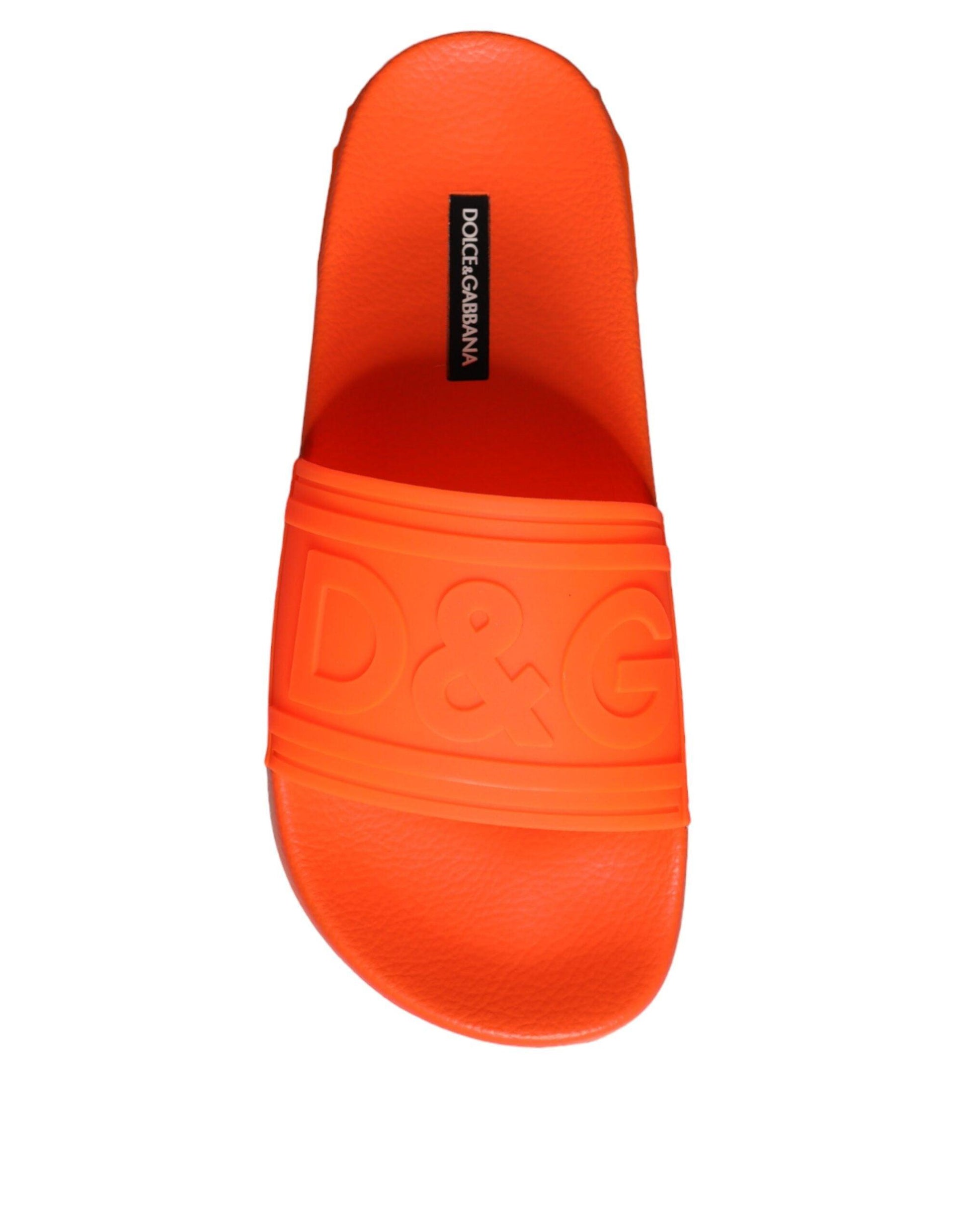 Dolce & Gabbana Orange Rubber Slides Sandals Beachwear Shoes - Arichezz.store