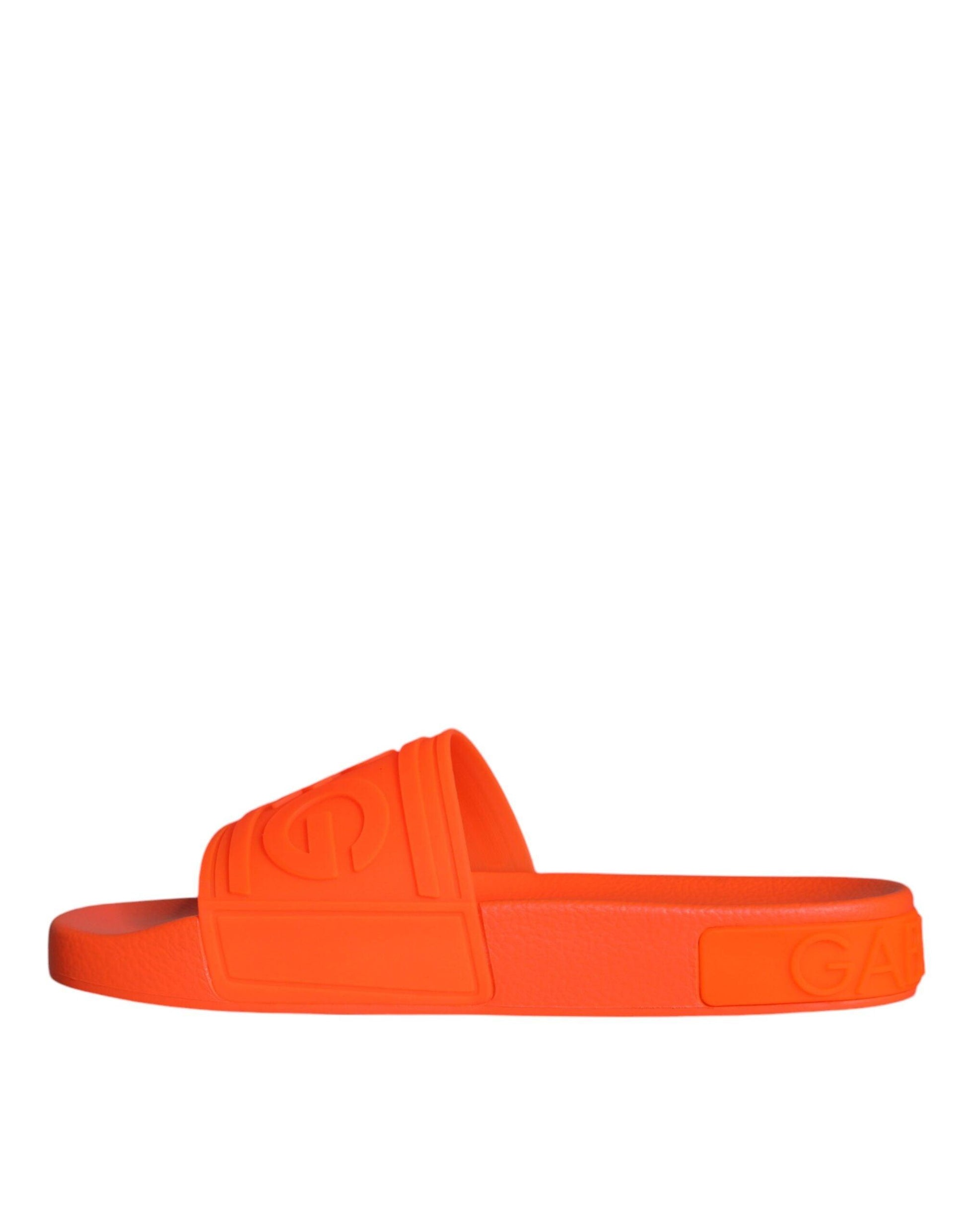 Dolce & Gabbana Orange Rubber Slides Sandals Beachwear Shoes - Arichezz.store