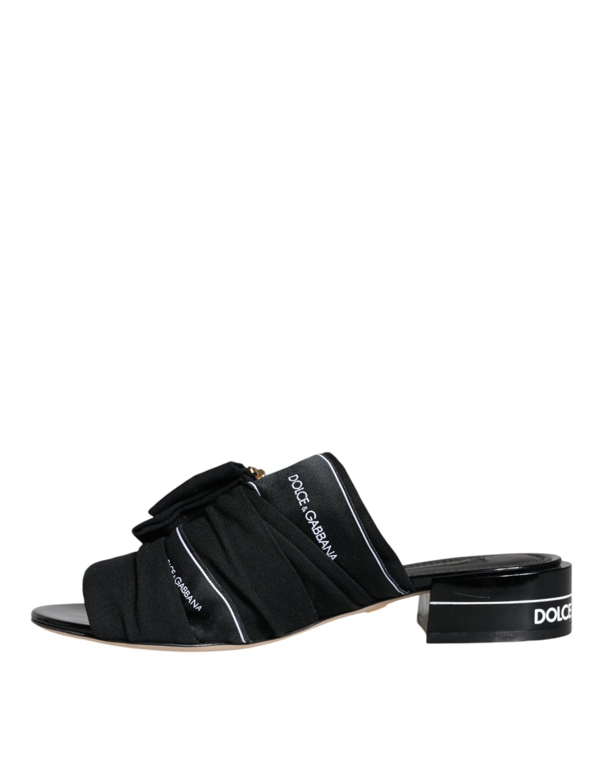 Dolce & Gabbana Black White Crystal Slides Sandals Shoes - Arichezz.store