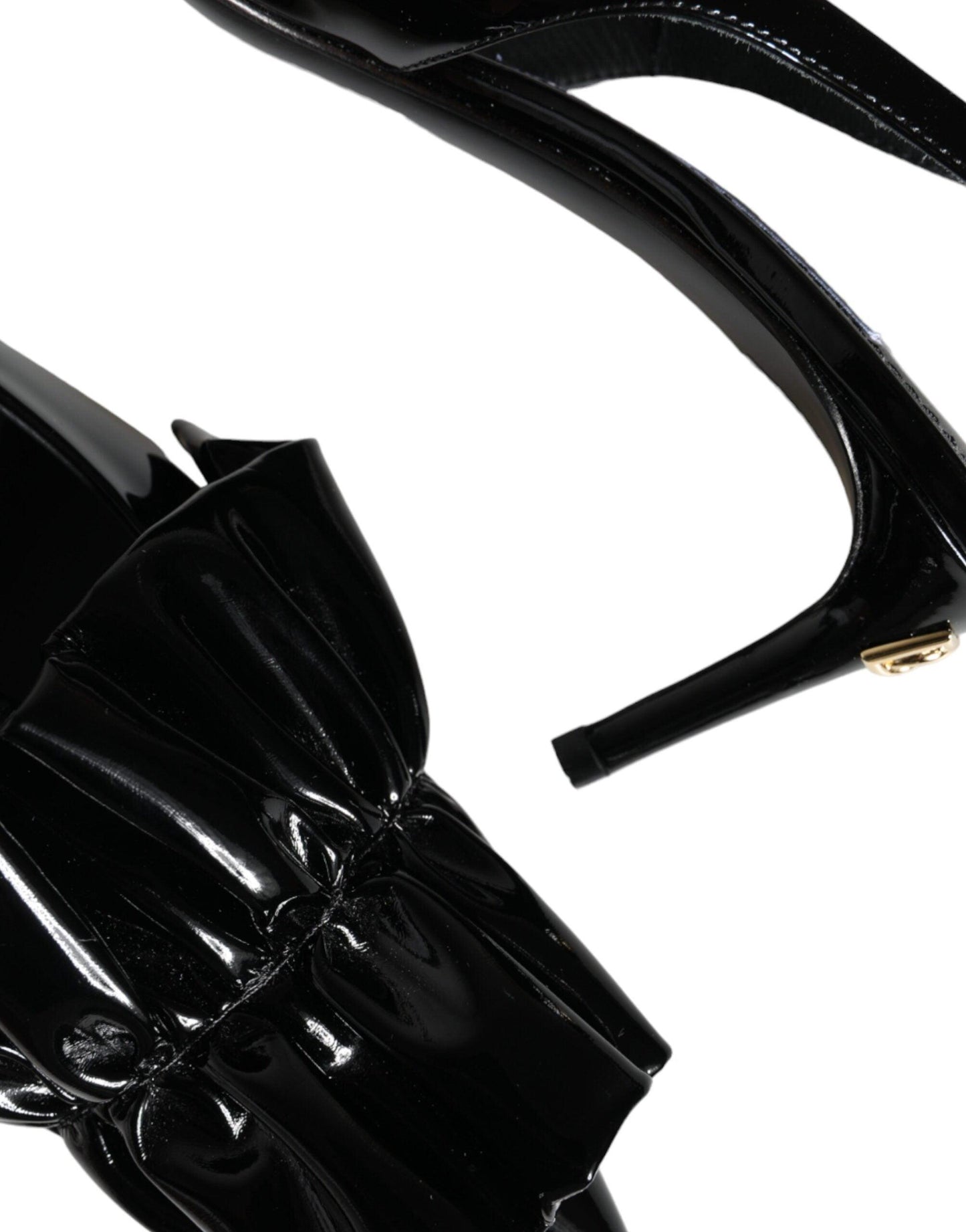 Dolce & Gabbana Black Patent Leather Heels Slingback Shoes - Arichezz.store