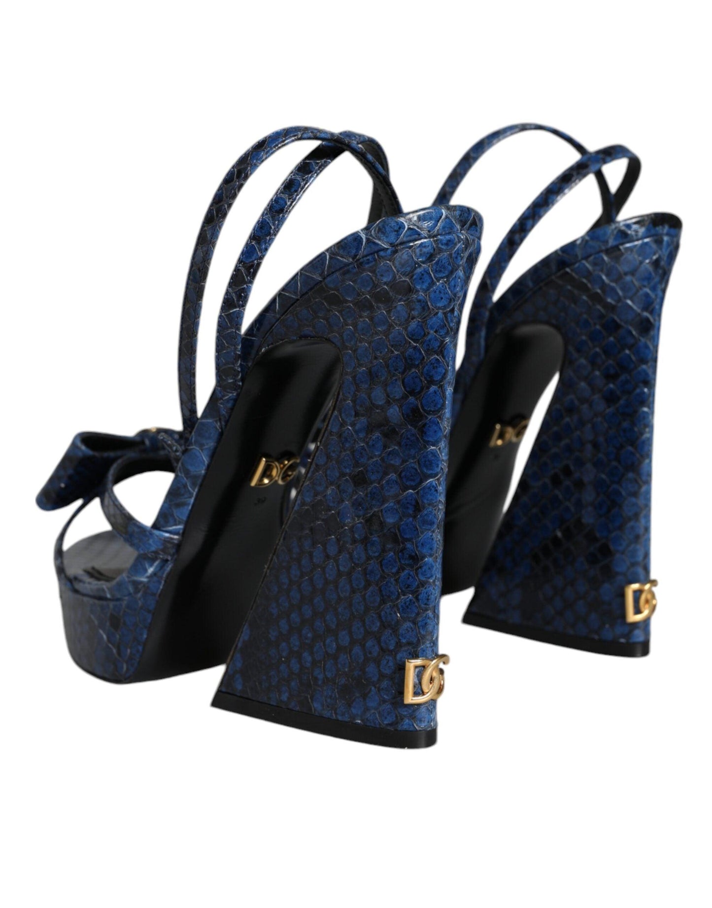 Dolce & Gabbana Blue Leather Ankle Strap Heels Sandals Shoes - Arichezz.store