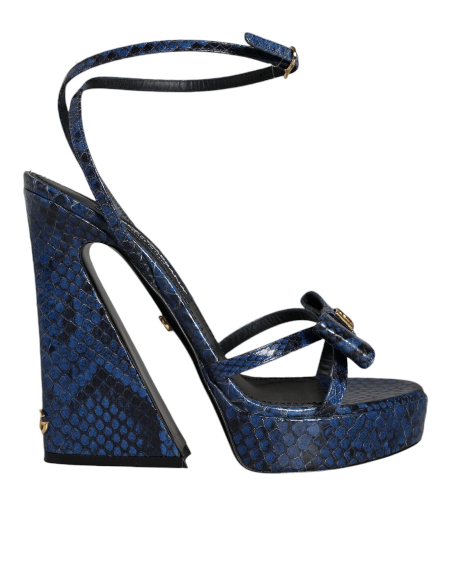 Dolce & Gabbana Blue Leather Ankle Strap Heels Sandals Shoes - Arichezz.store