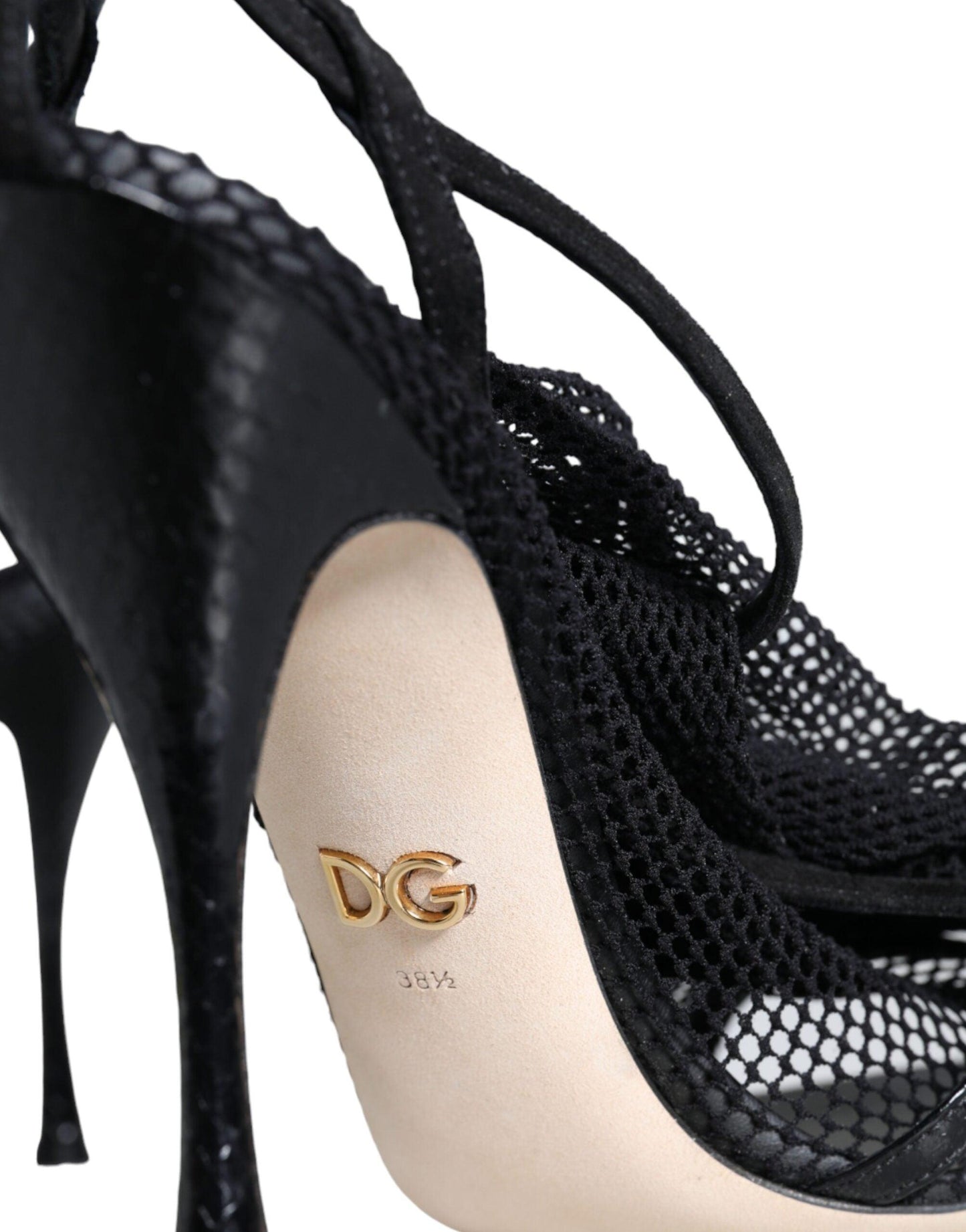 Dolce & Gabbana Black Mesh Stiletto Heels Sandals Shoes - Arichezz.store