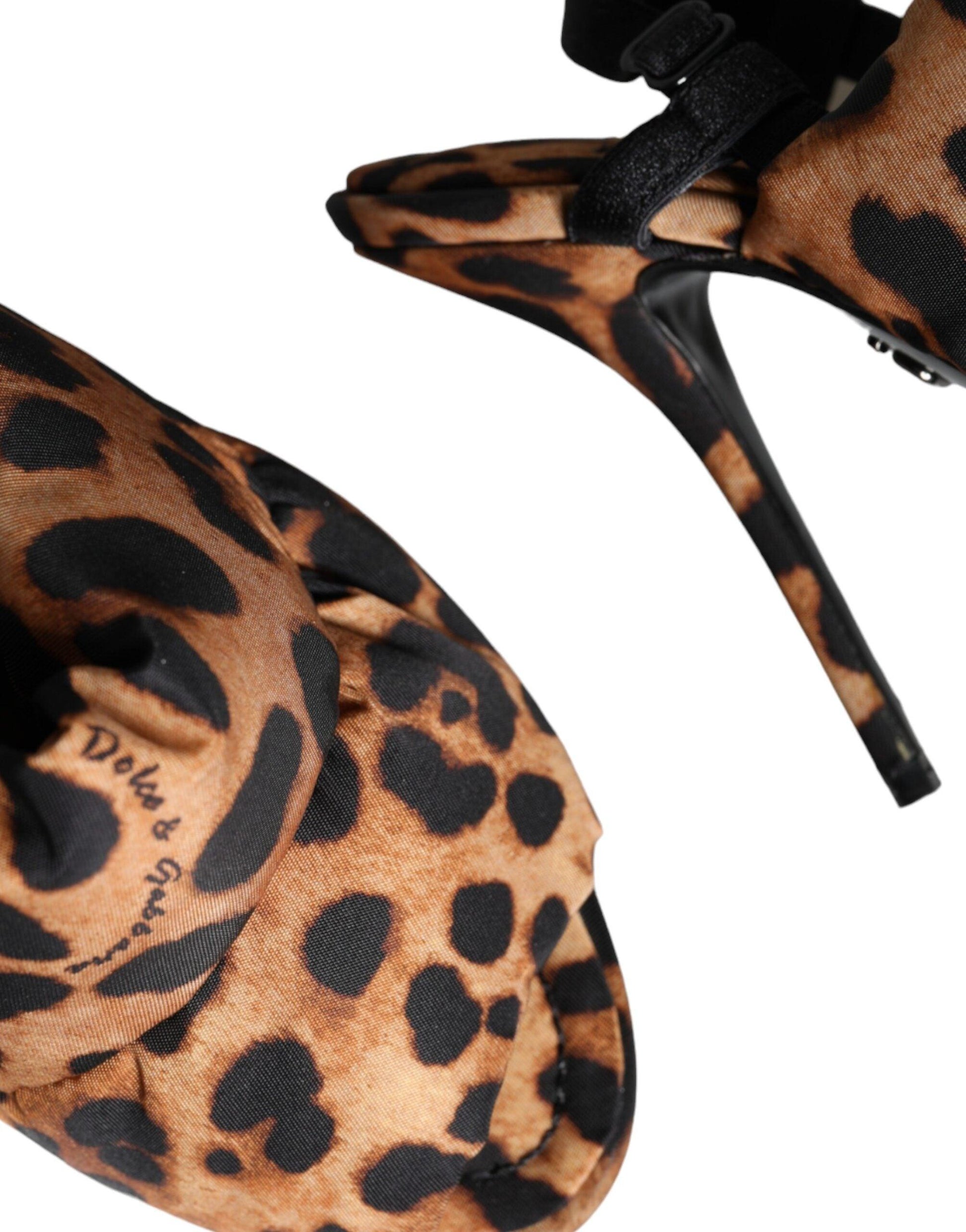 Dolce & Gabbana Brown Leopard Keira Slingback Sandals Shoes - Arichezz.store