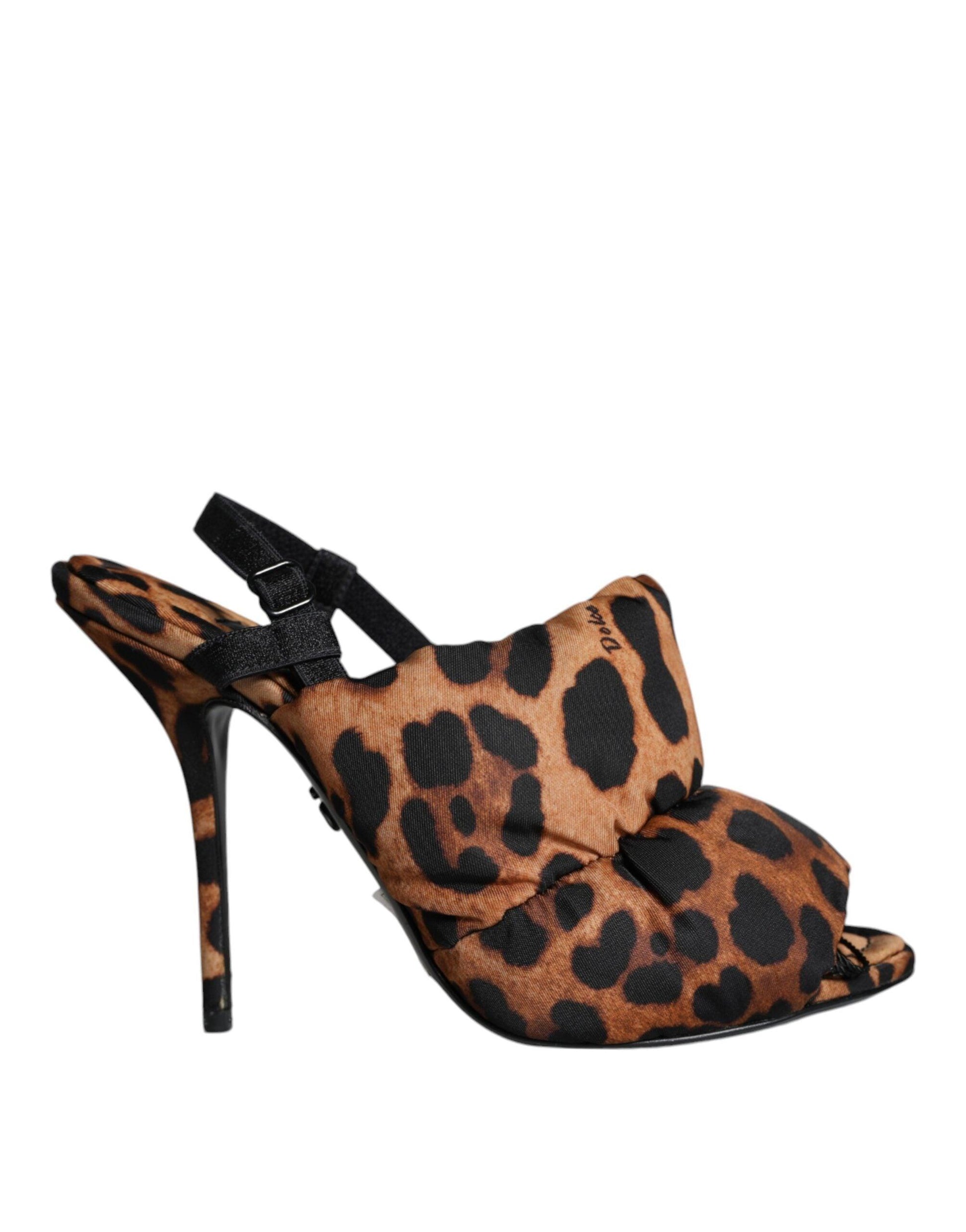 Dolce & Gabbana Brown Leopard Keira Slingback Sandals Shoes - Arichezz.store