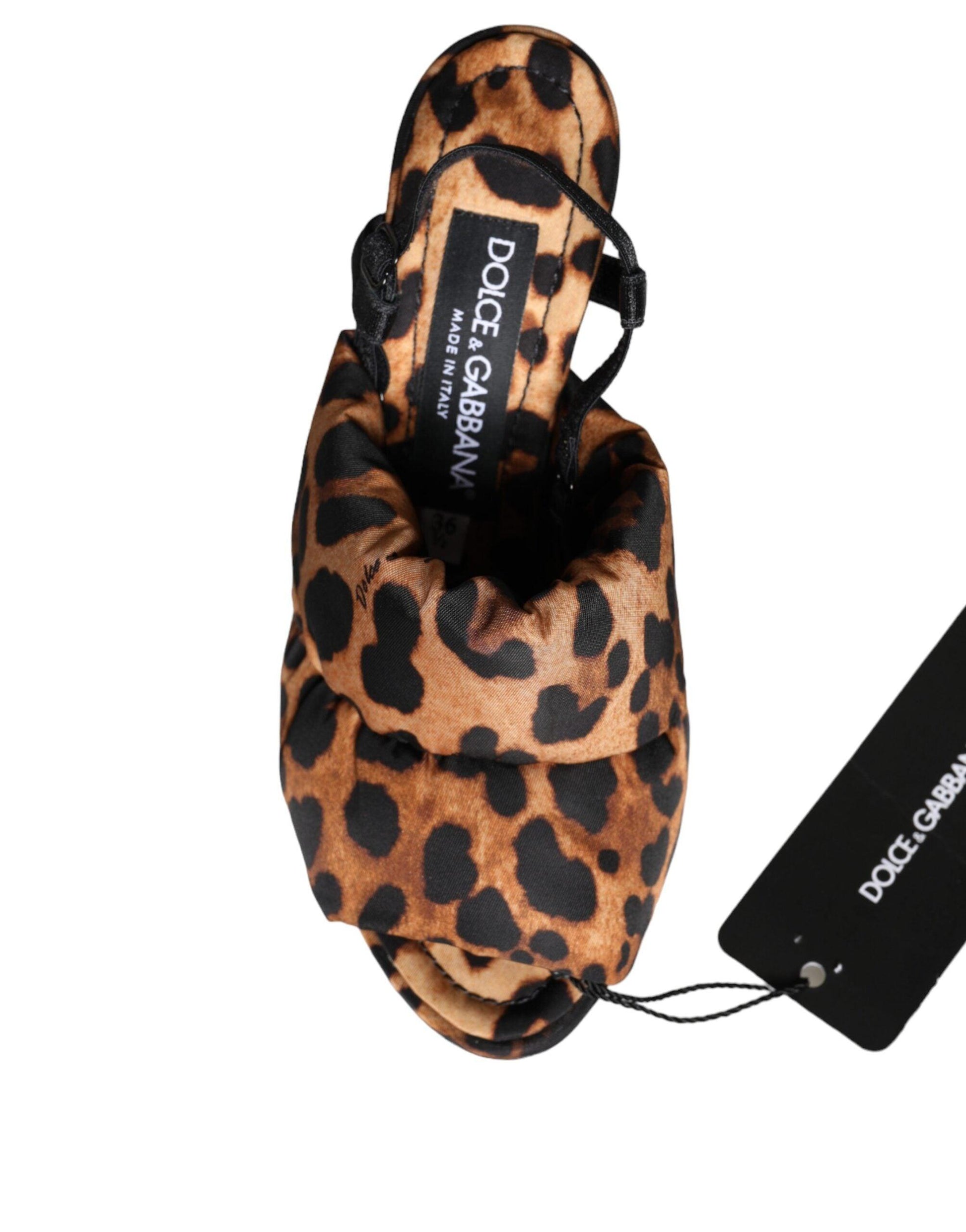 Dolce & Gabbana Brown Leopard Keira Slingback Sandals Shoes - Arichezz.store