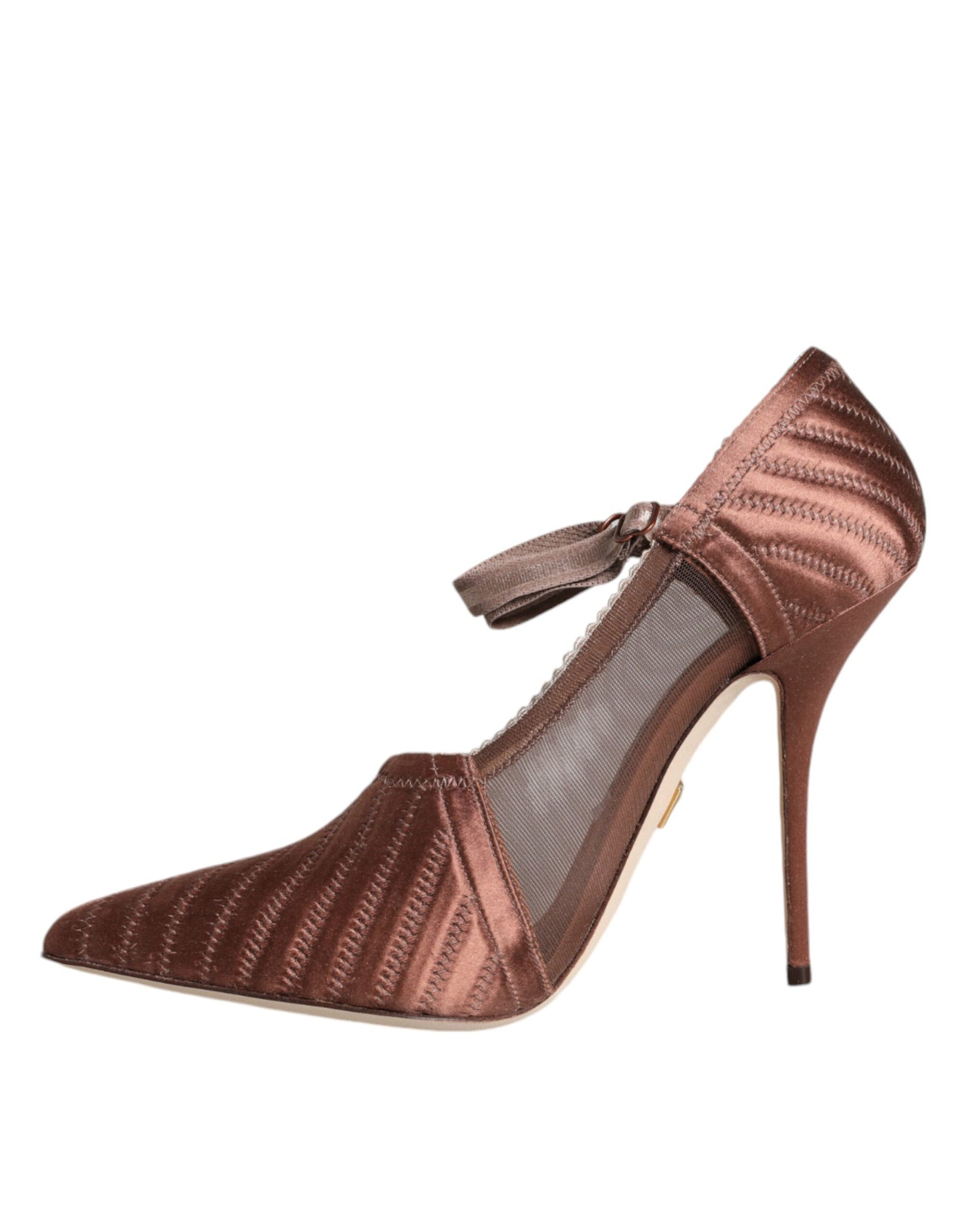 Dolce & Gabbana Brown Mesh Viscose Ankle Strap Pumps Shoes - Arichezz.store