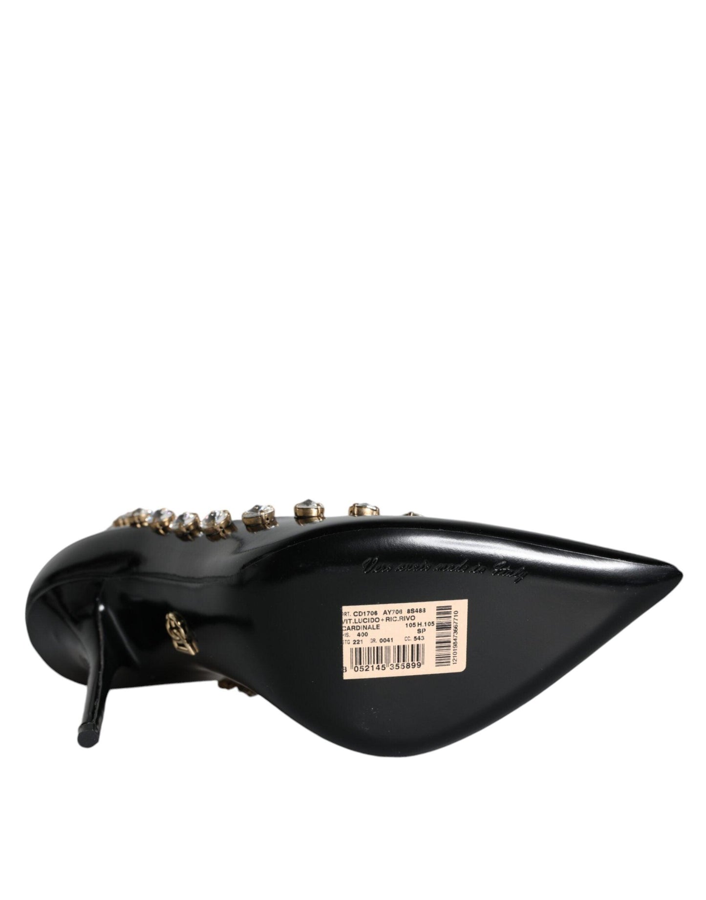 Dolce & Gabbana Black Crystals Leather High Heels Pumps Shoes - Arichezz.store