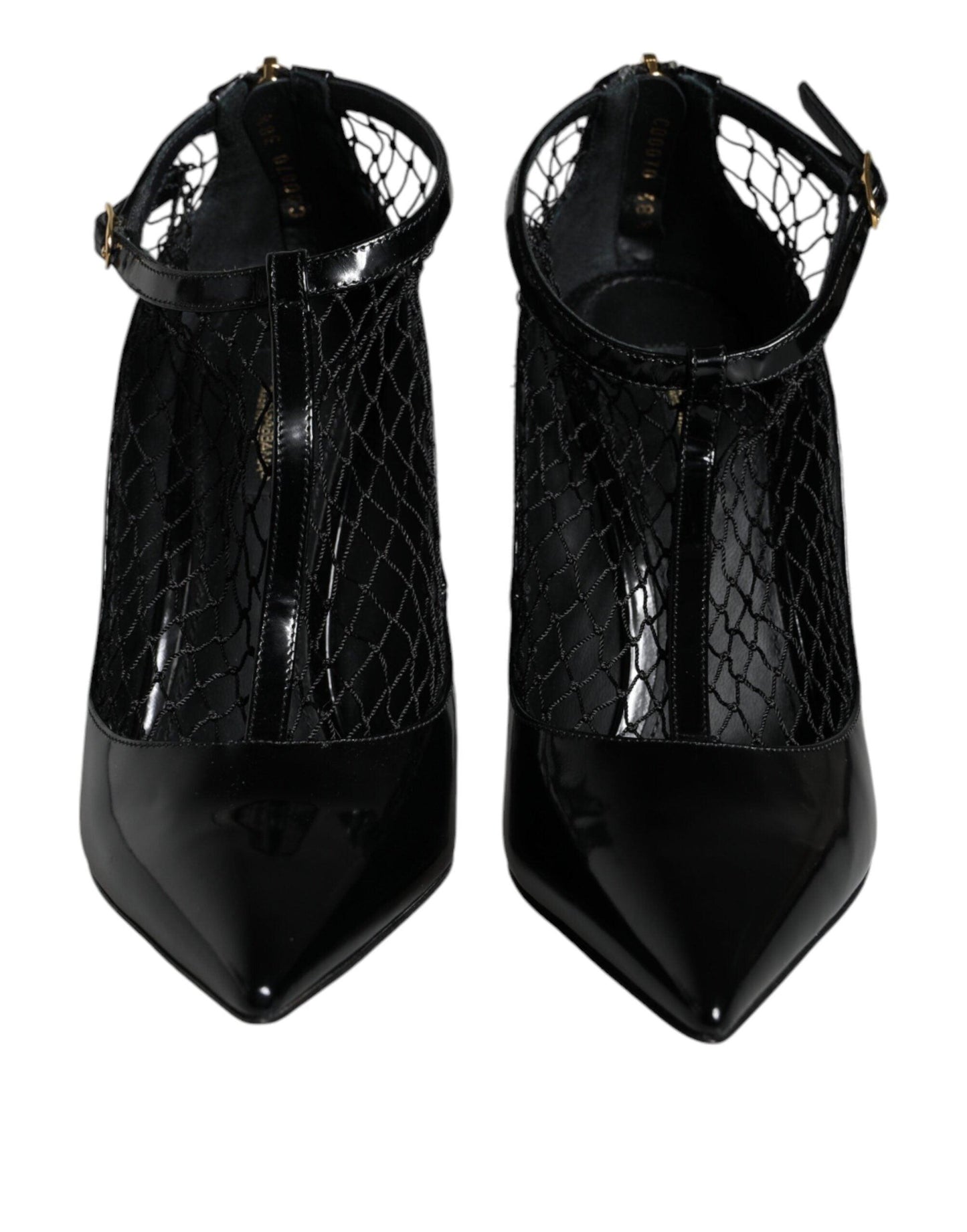 Dolce & Gabbana Black Mesh Patent Leather Heels Pumps Shoes - Arichezz.store