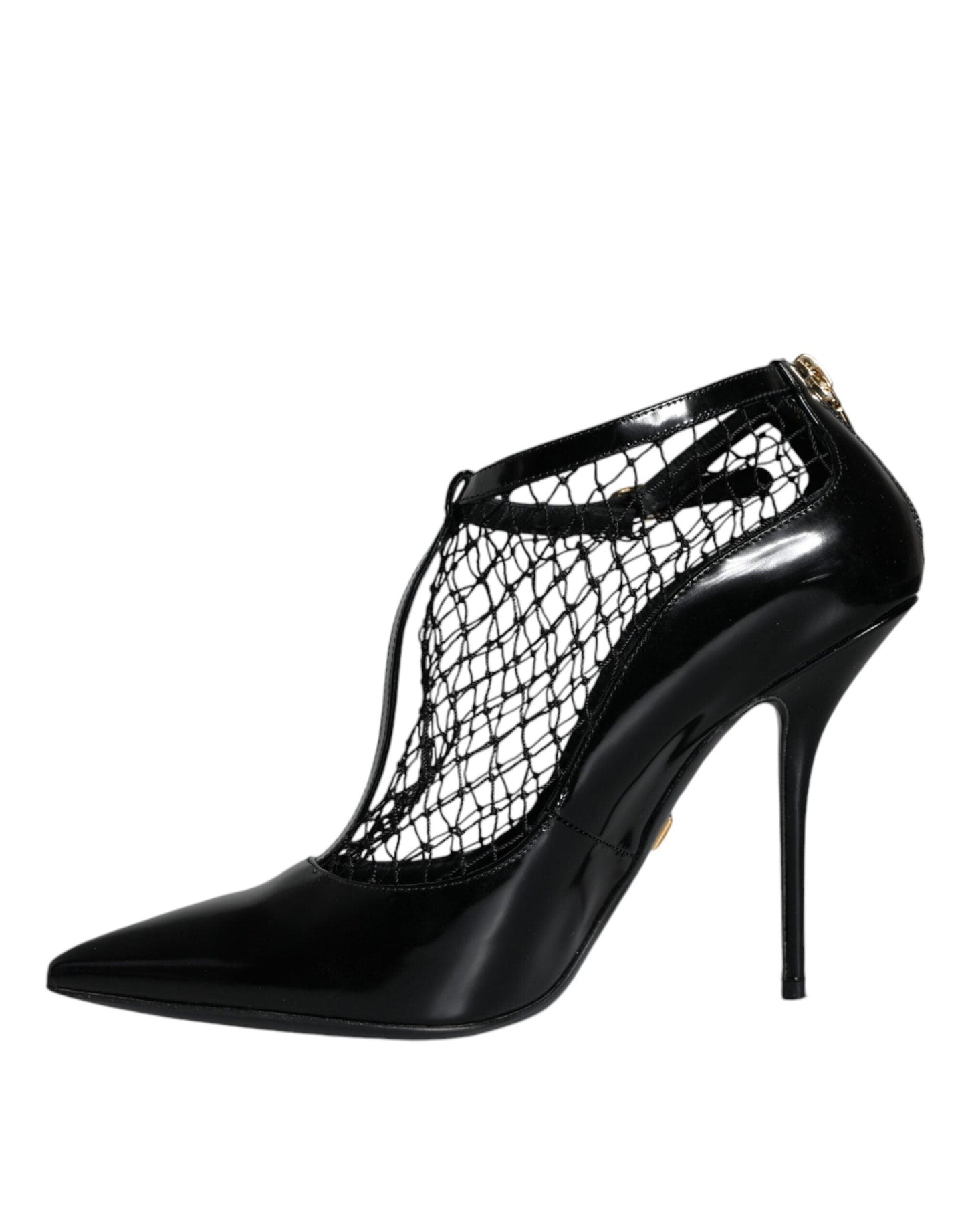 Dolce & Gabbana Black Mesh Patent Leather Heels Pumps Shoes - Arichezz.store