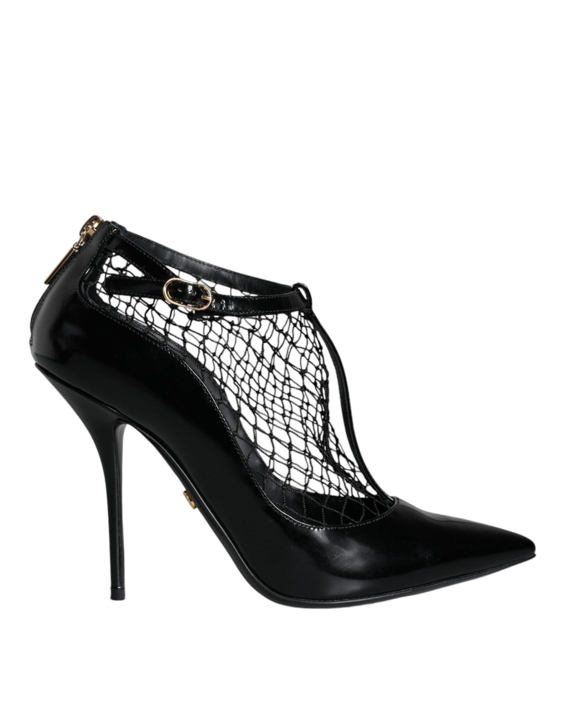 Dolce & Gabbana Black Mesh Patent Leather Heels Pumps Shoes - Arichezz.store