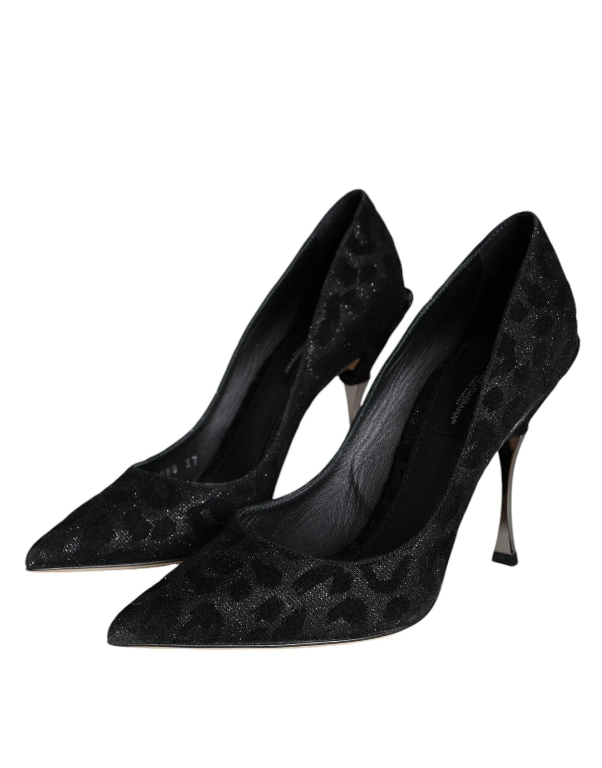 Dolce & Gabbana Black Leopard Lurex High Heels Pumps Shoes - Arichezz.store