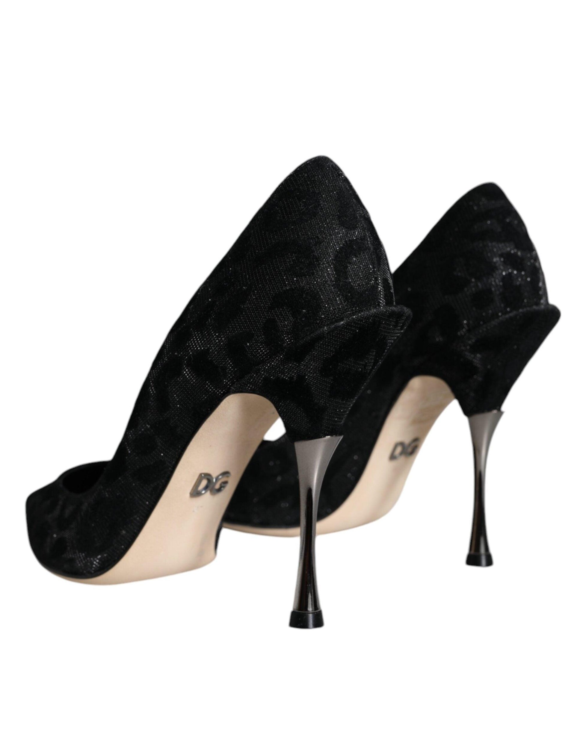 Dolce & Gabbana Black Leopard Lurex High Heels Pumps Shoes - Arichezz.store