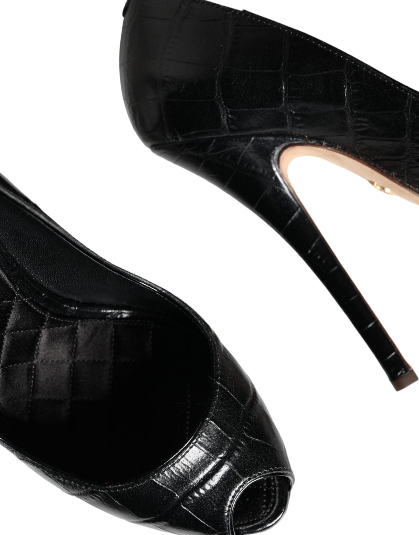 Dolce & Gabbana Black Leather Platform Heels Pumps Shoes - Arichezz.store