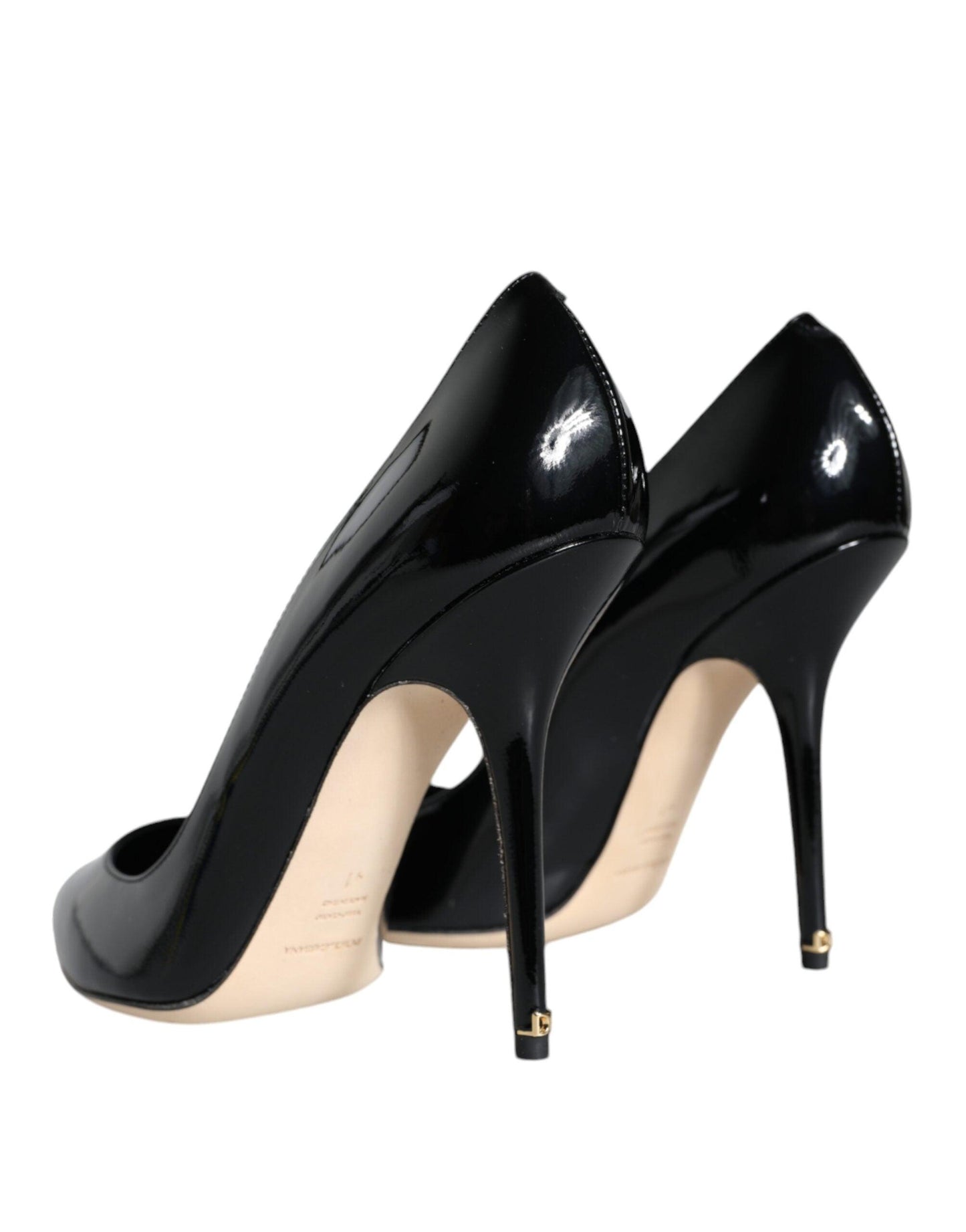 Dolce & Gabbana Black Patent Leather Bellucci Pumps Heels Shoes - Arichezz.store