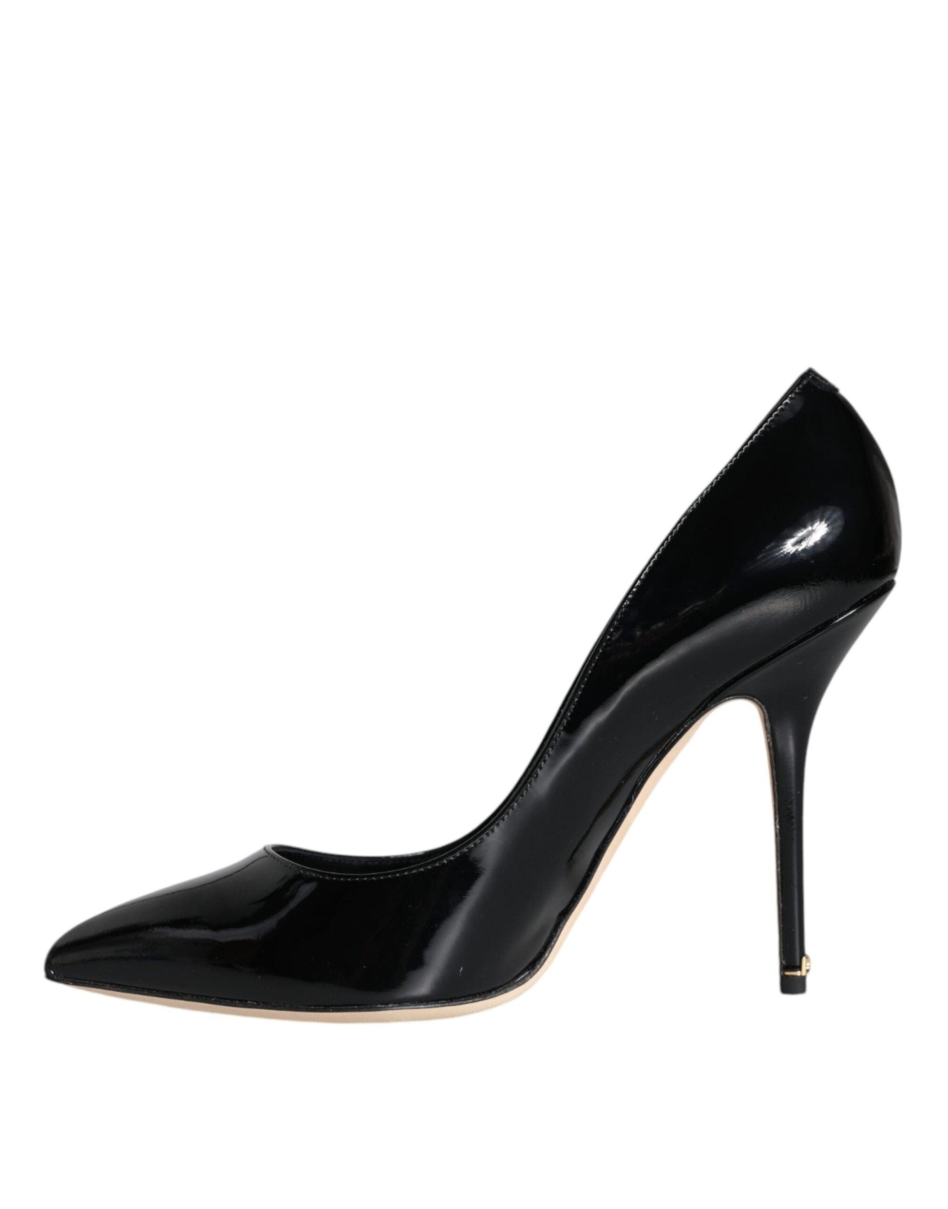 Dolce & Gabbana Black Patent Leather Bellucci Pumps Heels Shoes - Arichezz.store