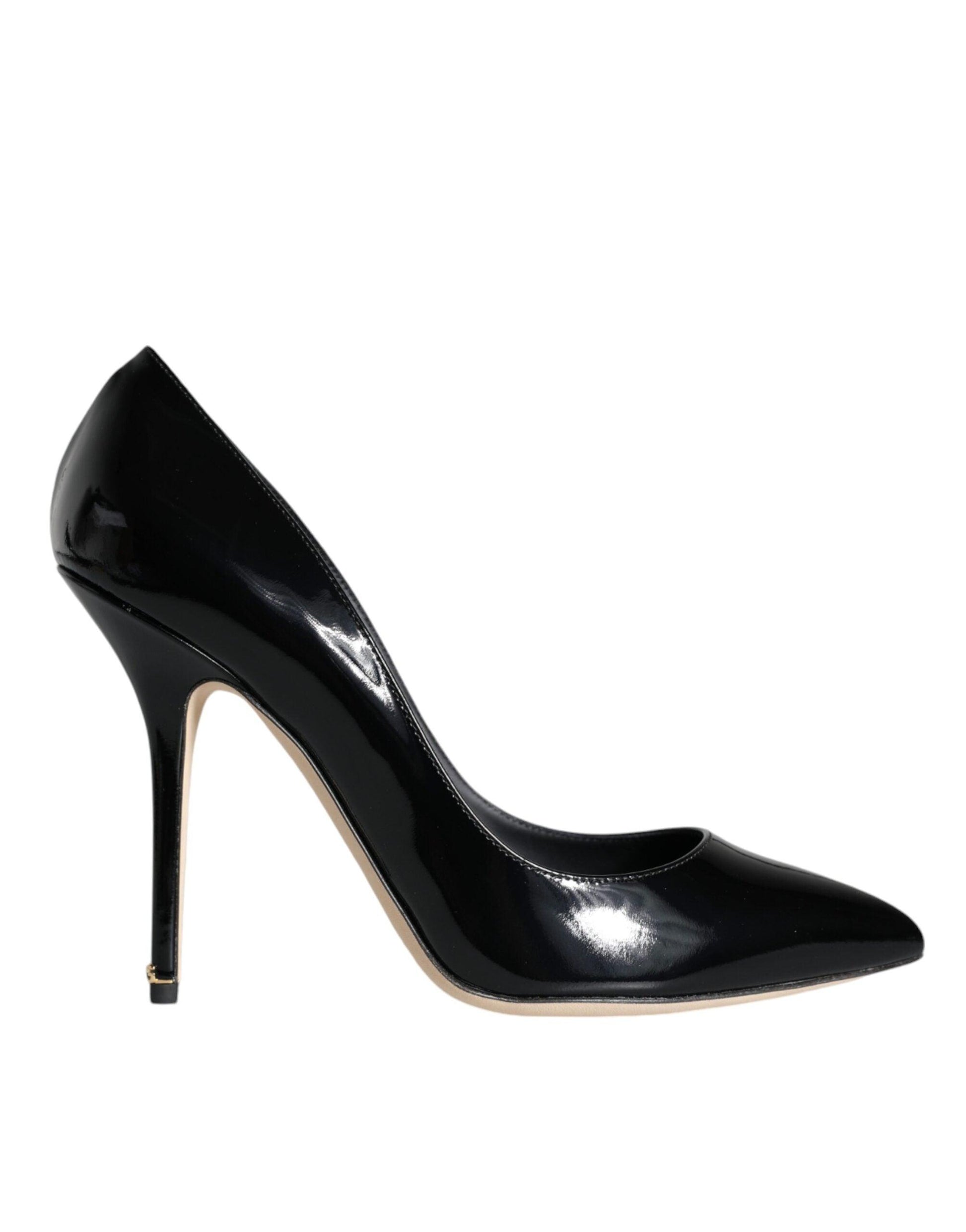 Dolce & Gabbana Black Patent Leather Bellucci Pumps Heels Shoes - Arichezz.store