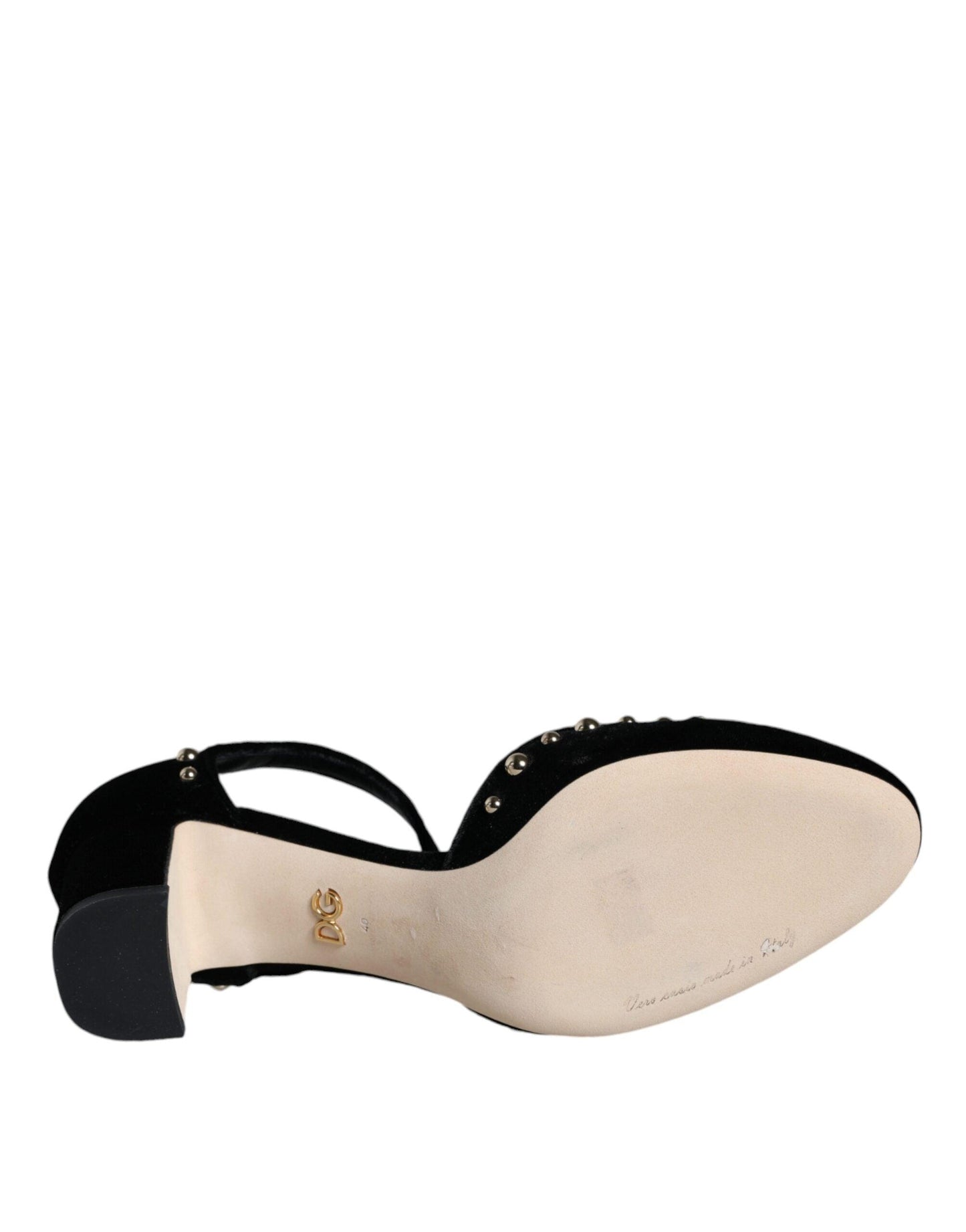 Dolce & Gabbana Black Velvet Roses Ankle Strap Pumps Shoes - Arichezz.store