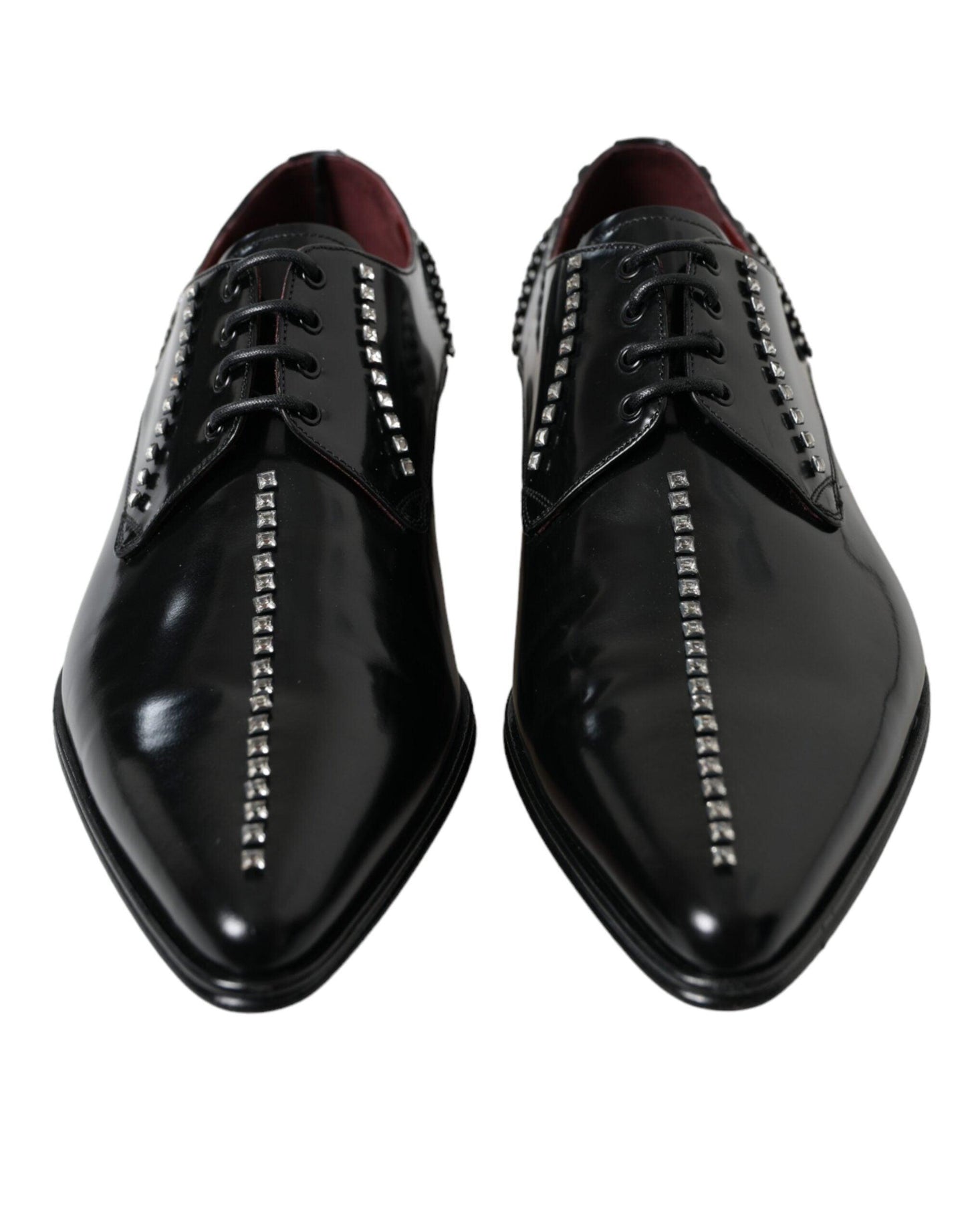 Dolce & Gabbana Black Leather Crystal Dress Formal Shoes - Arichezz.store