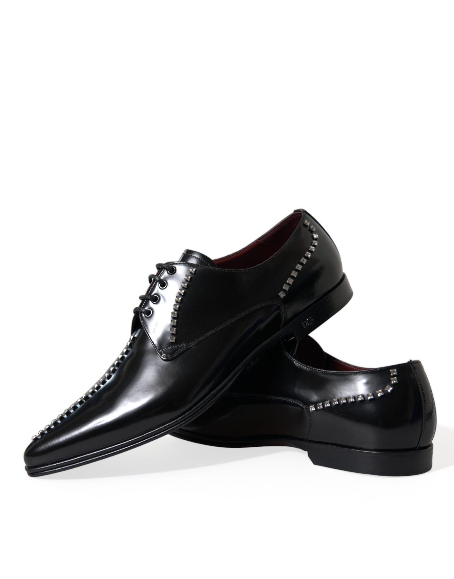 Dolce & Gabbana Black Leather Crystal Dress Formal Shoes - Arichezz.store