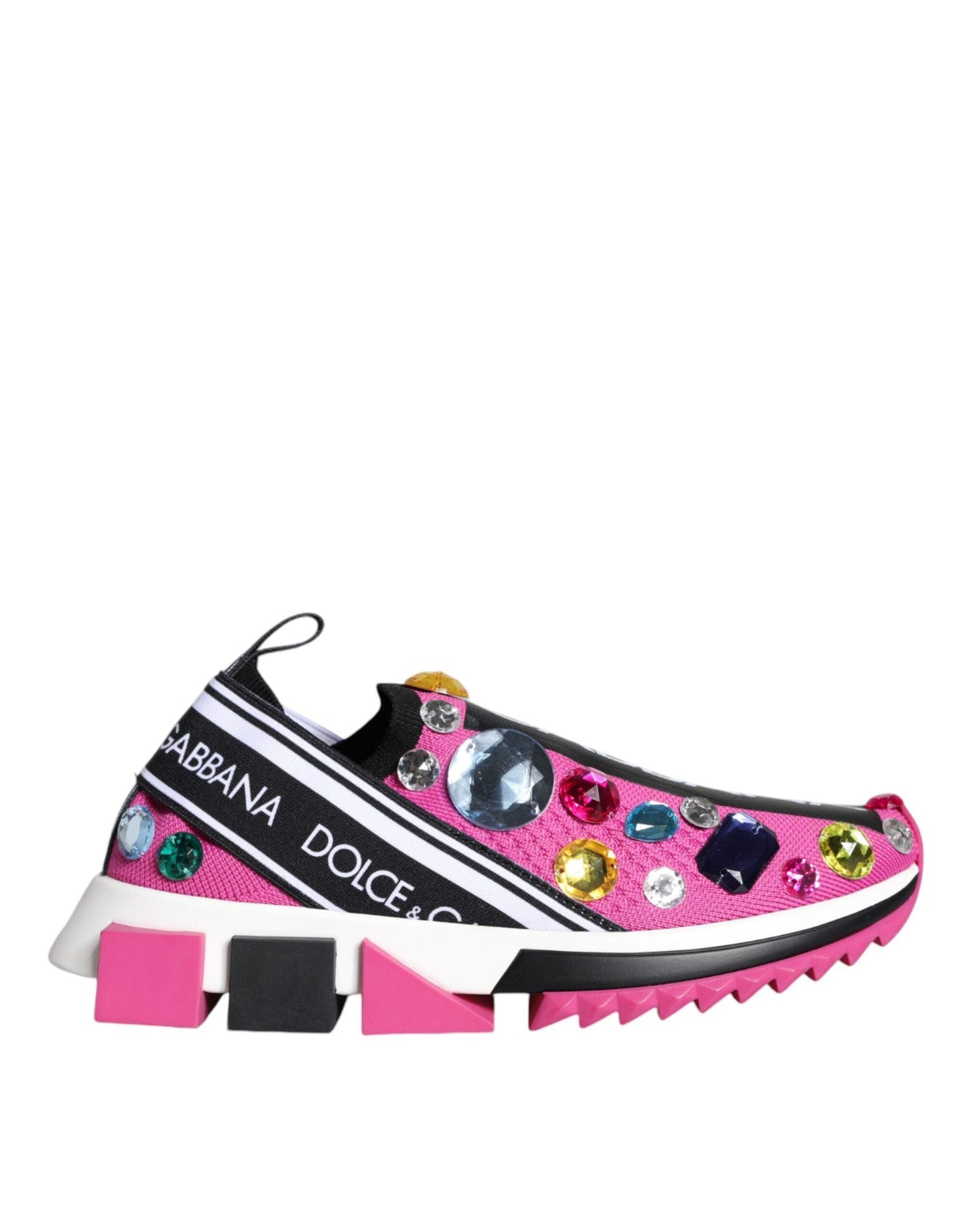 Dolce & Gabbana Pink Sorrento Crystals Low Top Sneakers Shoes - Arichezz.store