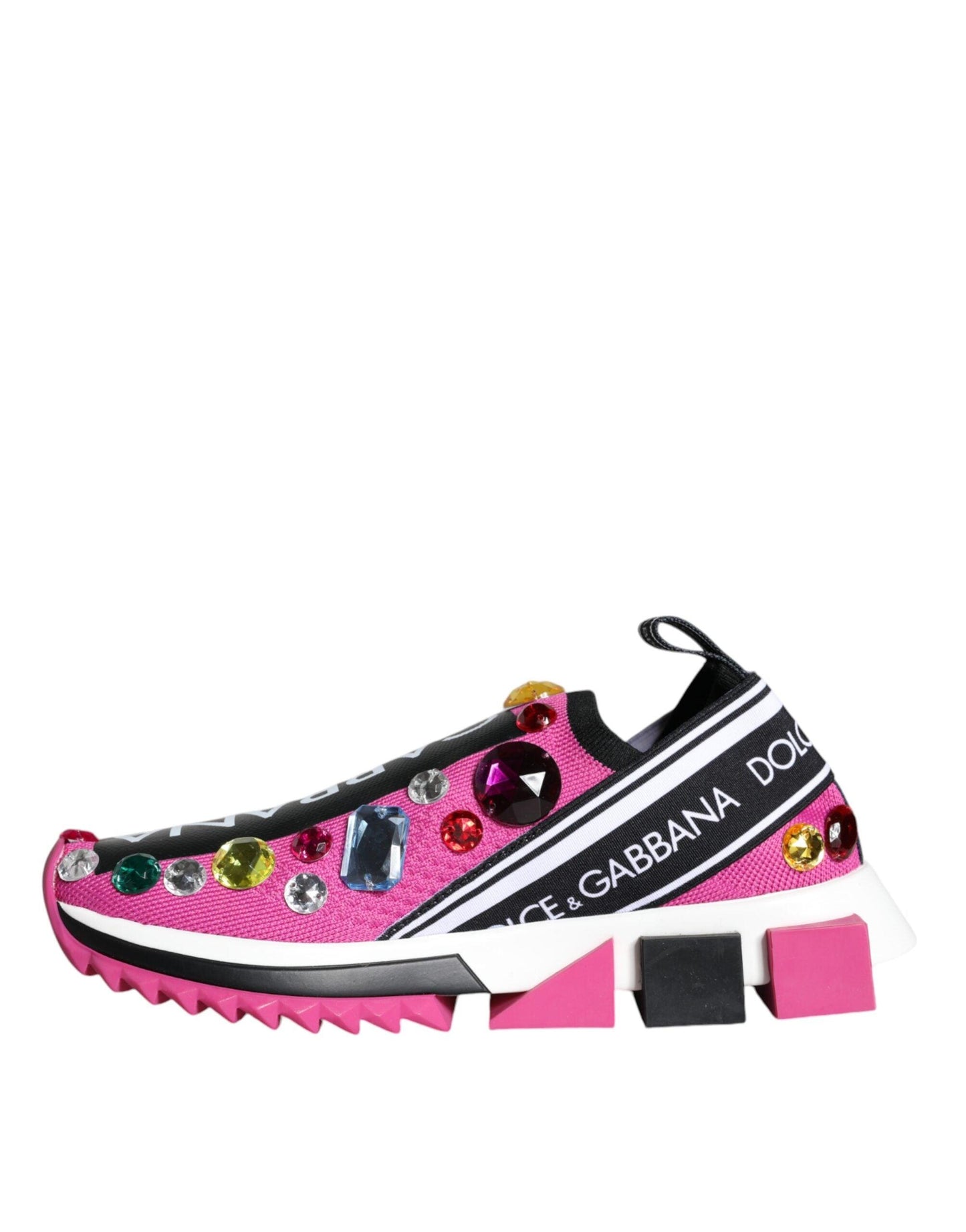 Dolce & Gabbana Pink Sorrento Crystals Low Top Sneakers Shoes - Arichezz.store